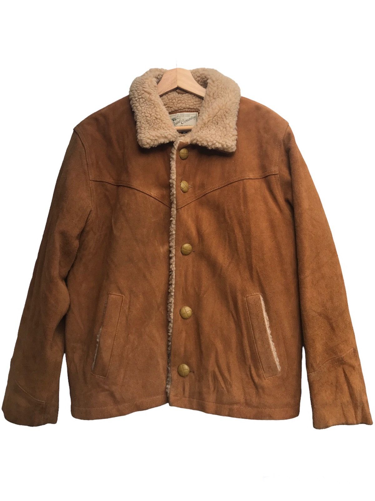 image of Genuine Leather x Leather Point Country Cow Skin Coat Size 36 in Brown Tan, Men's