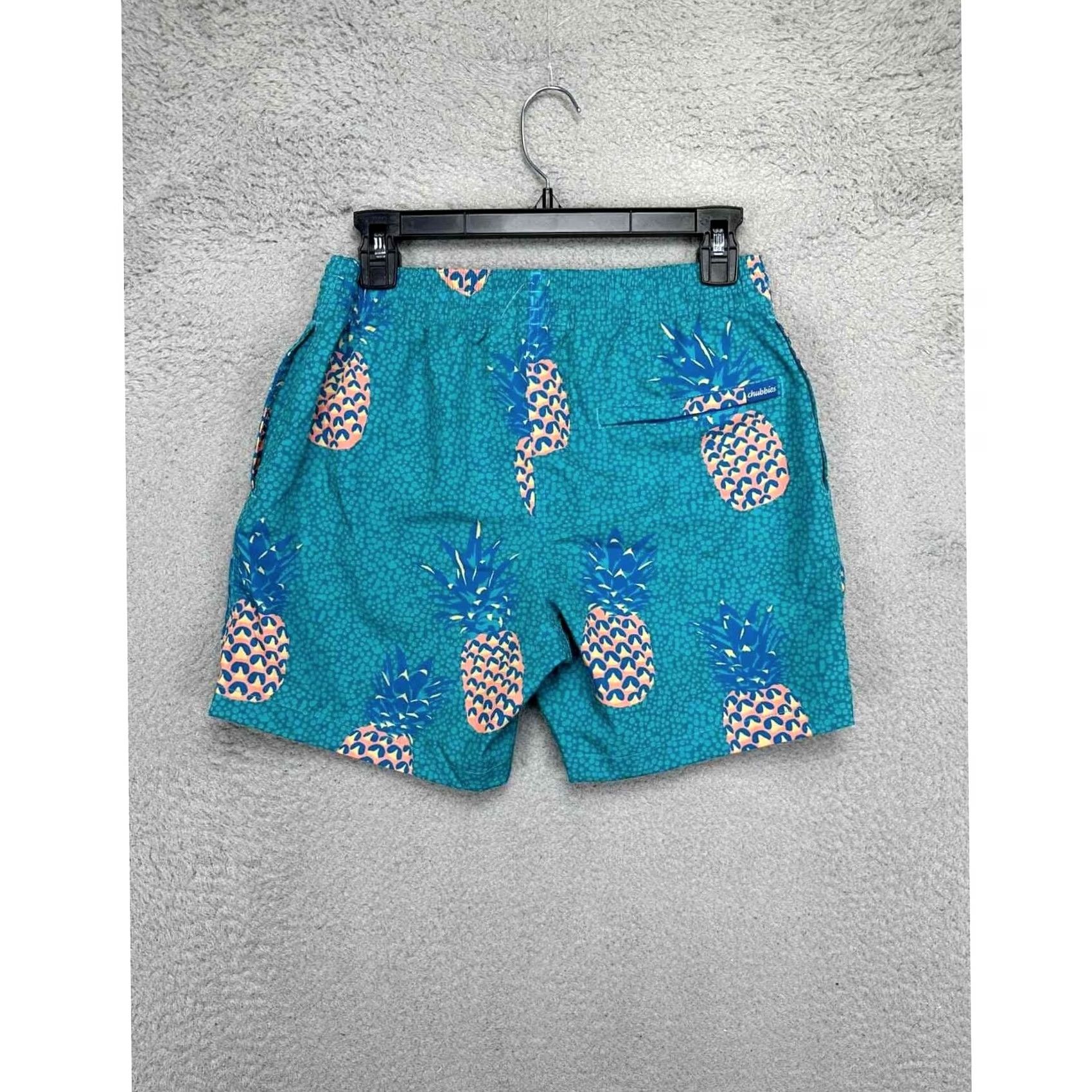 Chubbies Chubbies Board Shorts Men Large Teal Green Pineapple Print Lined Swim Trunks NEW Size US 33 - 3 Thumbnail