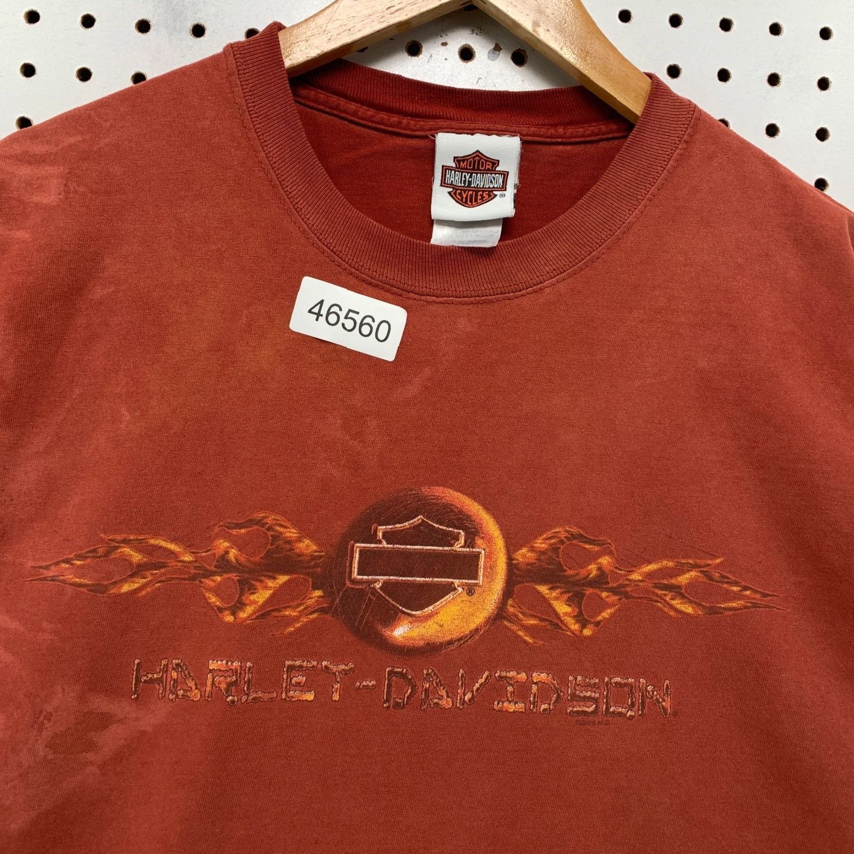 Harley Davidson Harley-Davidson Flame Shirt Mens 2XL Faded Orange Tribal St Charles Il Regular T-Shirt Cotton Graphic Print Vintage Mens Size US XXL / EU 58 / 5 - 6 Thumbnail