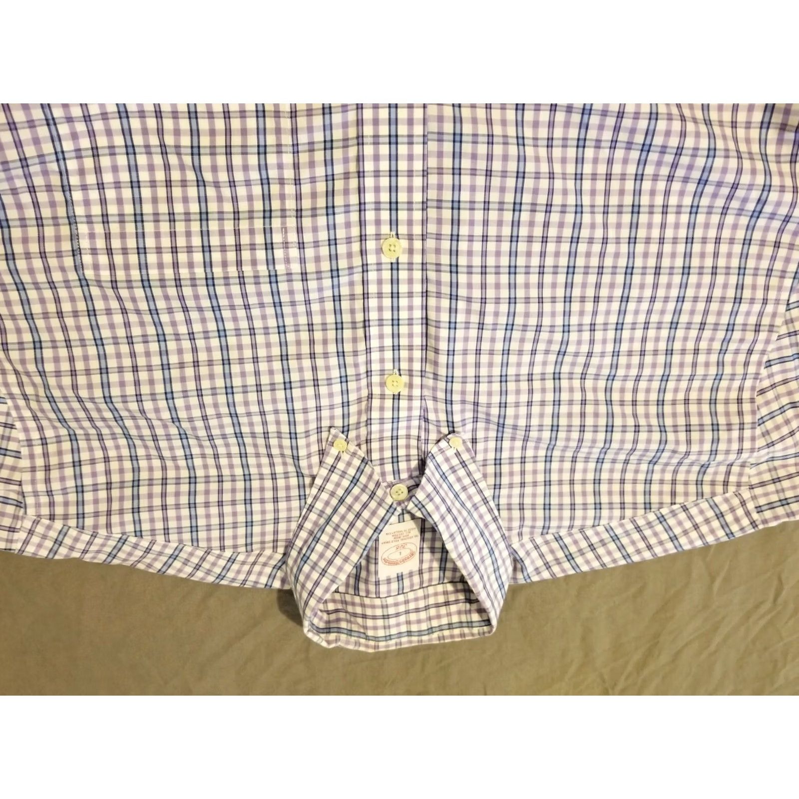 Brooks Brothers Mens Brooks Brothers Dress Shirt Large Purple Cotton Short Sleeve Size 42R - 2 Thumbnail