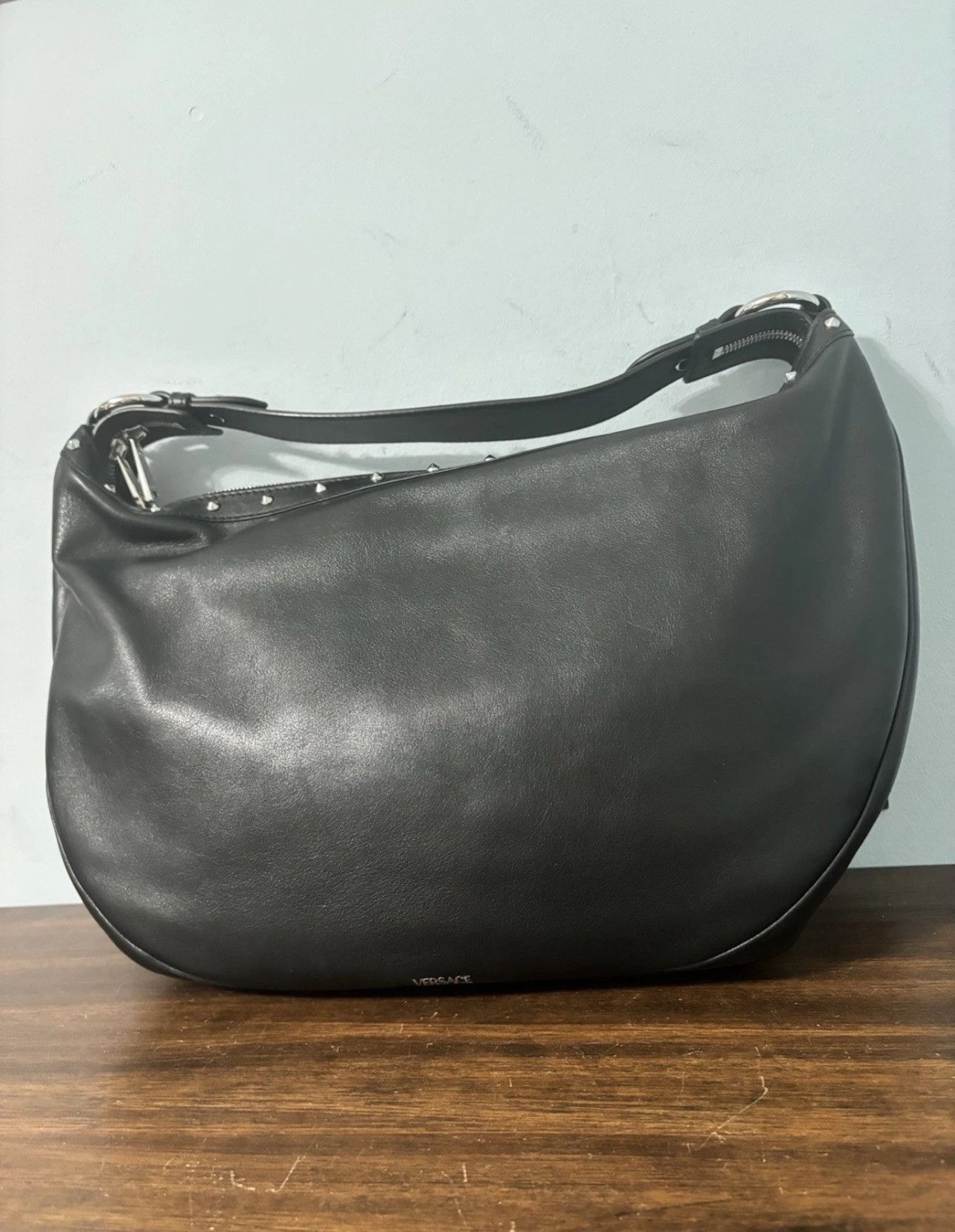 Versace Versace Studded Repeat Medium Hobo Bag Black Size ONE SIZE - 5 Thumbnail