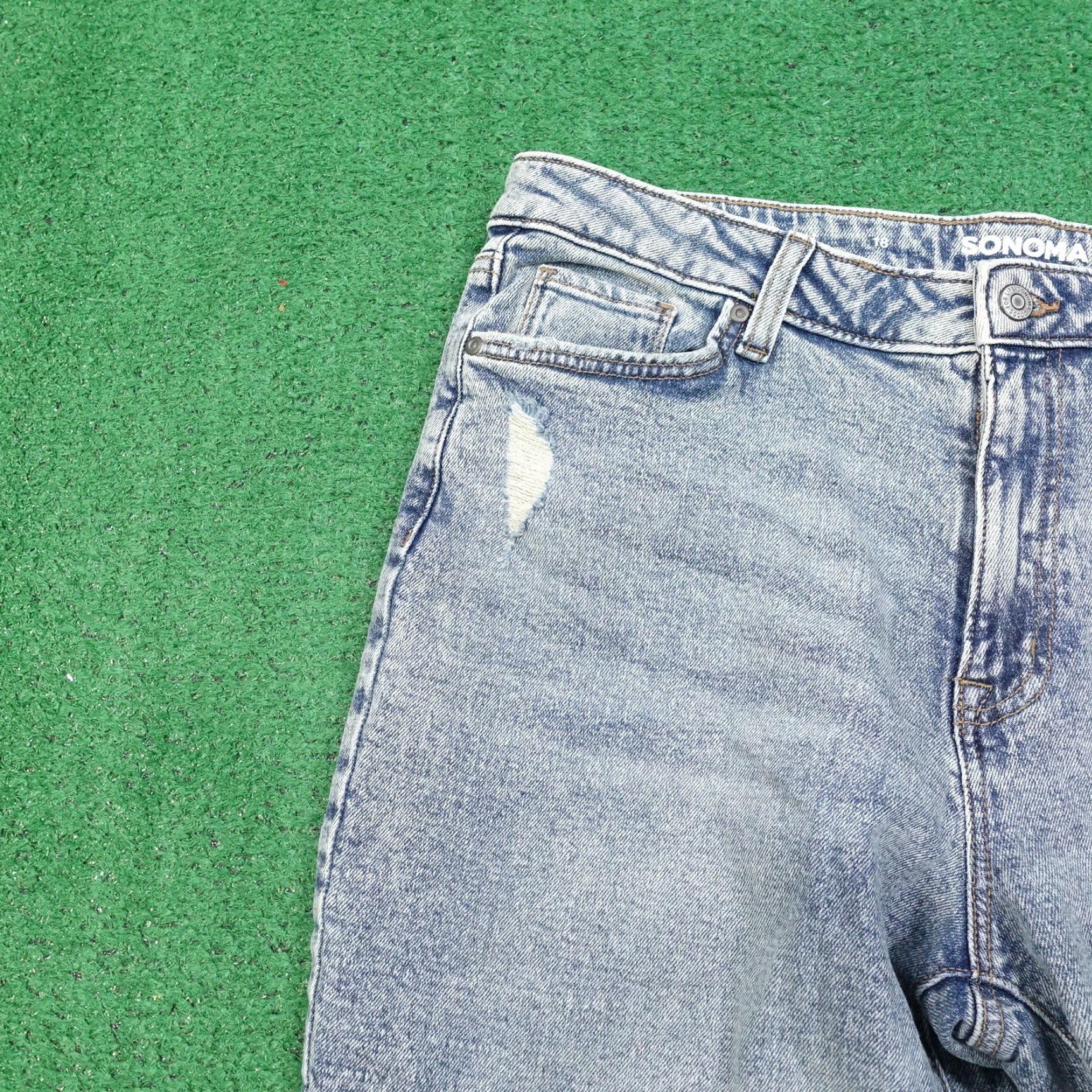 Vintage VINTAGE Sonoma Women's Straight High Rise Denim Jeans Size 18 Blue Fall Spring Summer Winter Size 40" / US 18 - 3 Thumbnail