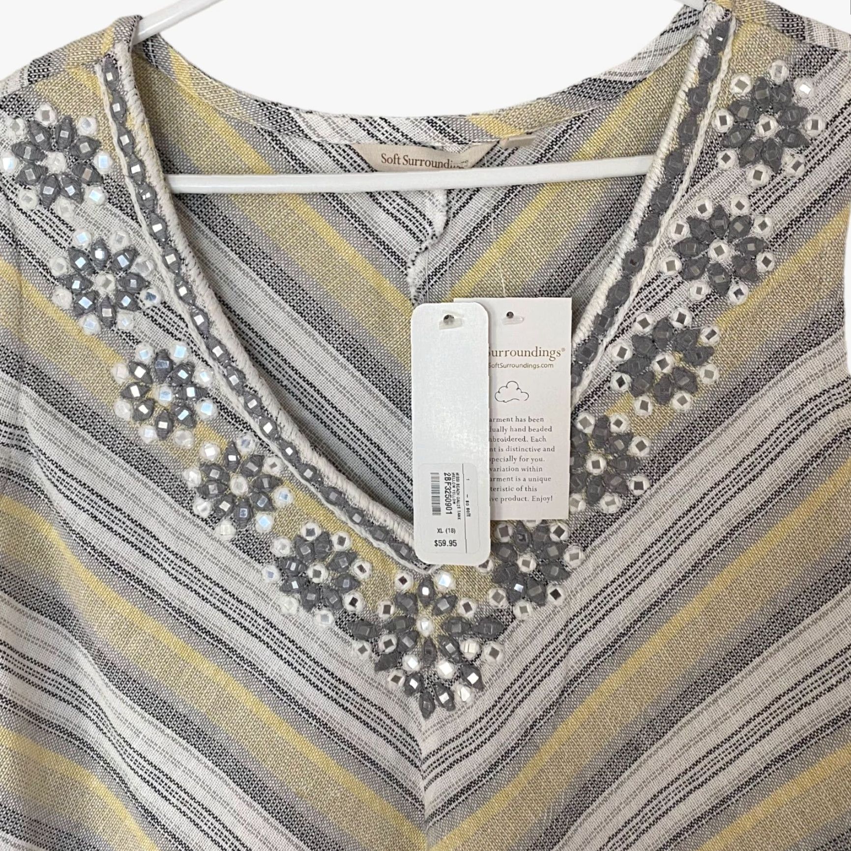 Soft Surroundings SOFT SURROUNDINGS Nissi Beach Tank Top Womens XL Multicolor Hand Beaded Beach V-Neck NEW Size XL / US 12-14 / IT 48-50 - 5 Thumbnail