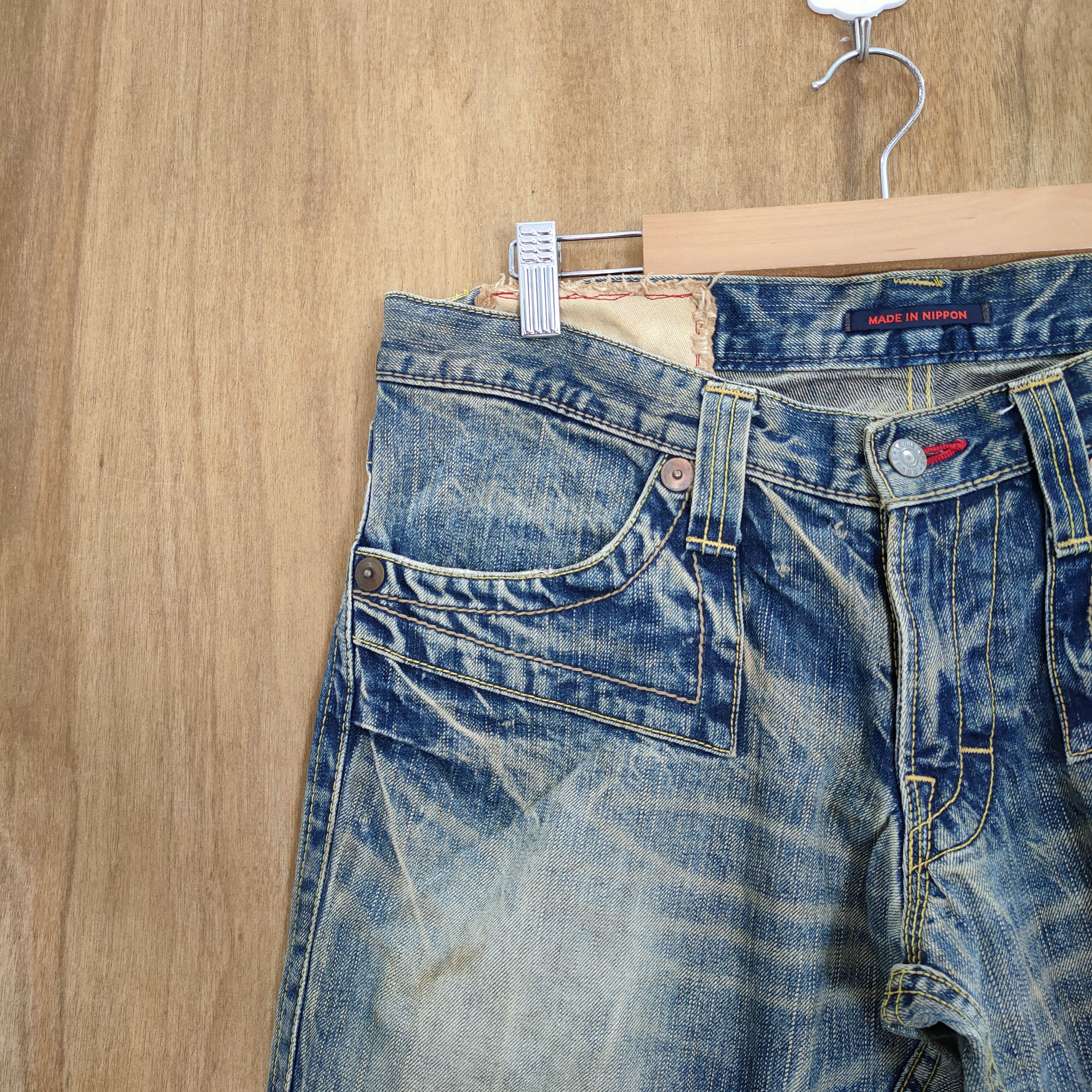 Japanese Brand VINTAGE MADE IN NIPPON FADED FLARE JEANS PANTS Size US 34 / EU 50 - 5 Thumbnail