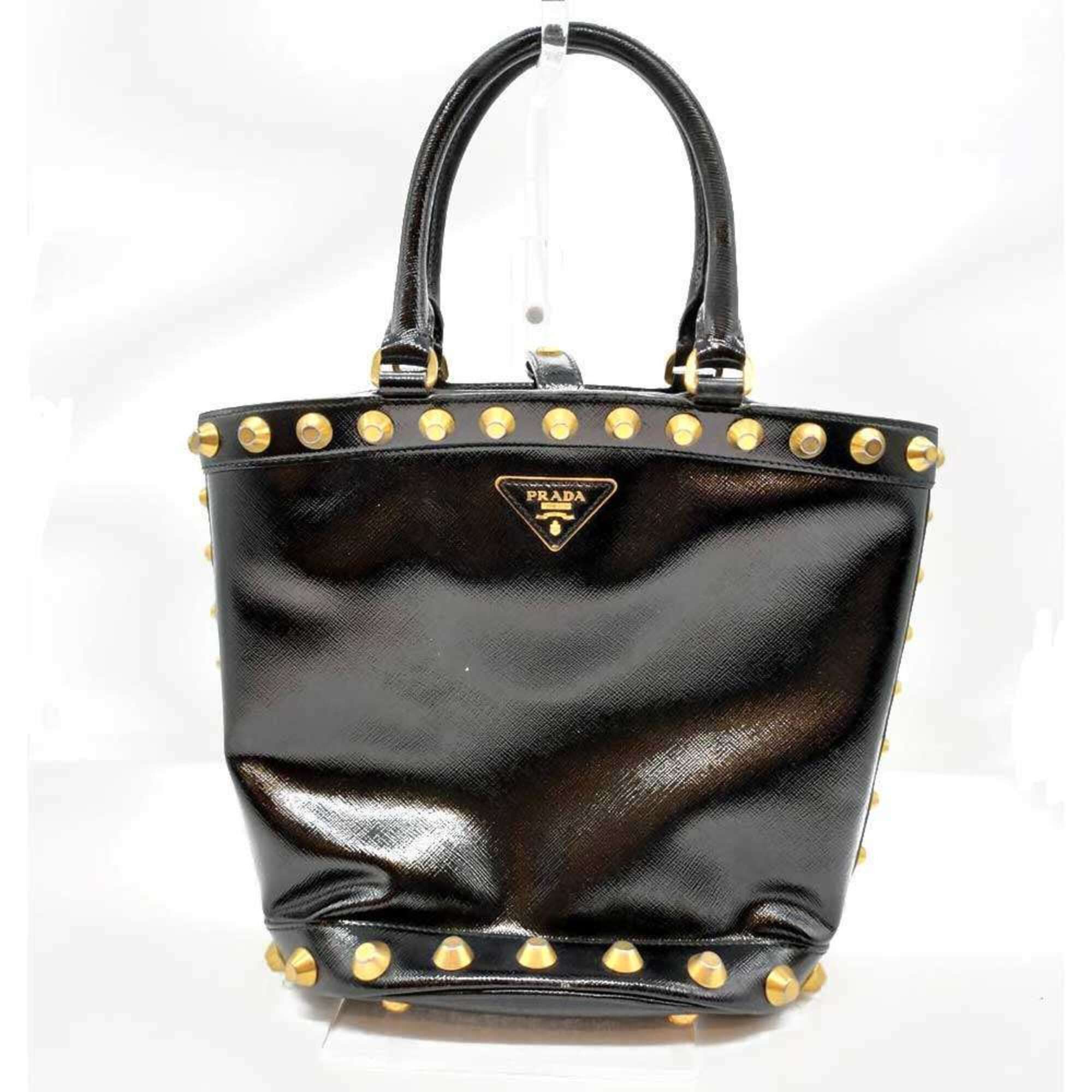 Prada Prada handbag, shoulder bag, 2-way bucket tote black, studded, Saffiano leather, women's. PRADA Size ONE SIZE - 1 Thumbnail