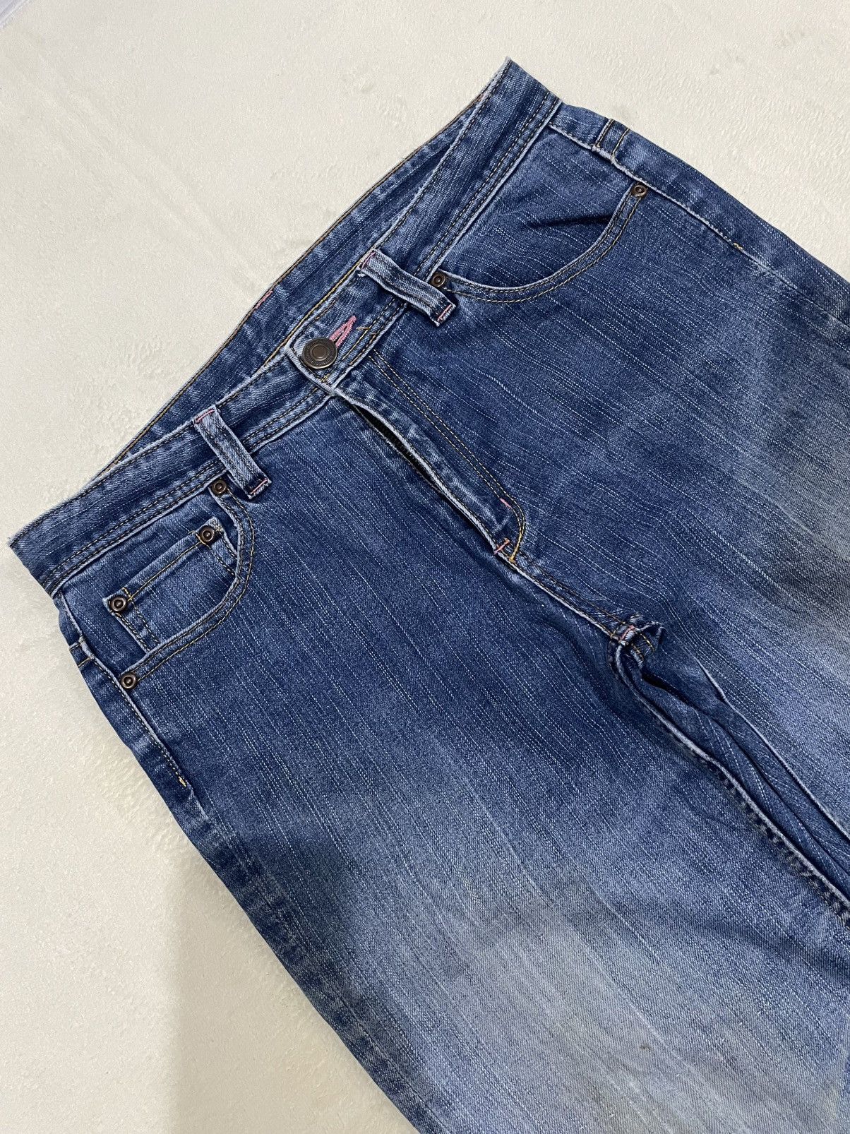 Japanese Brand Vintage Boot Cut Distress Ripped Faded Denim Jeans Size US 31 - 6 Thumbnail