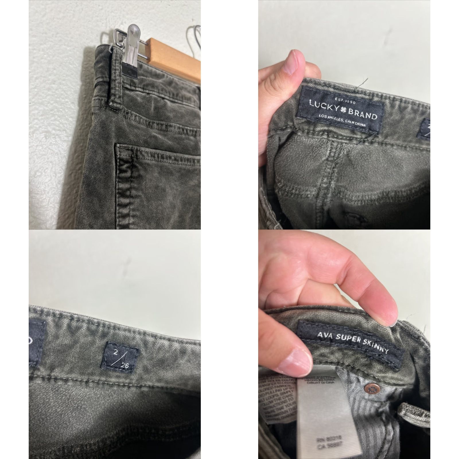 Lucky Brand LUCKY BRAND Olive Mottled Crushed Velvet AVA SUPER SKINNY Jeans 2/26 Women Regular Zip 29in Inseam Khaki Green Size 26" / US 2 / IT 38 - 9 Thumbnail