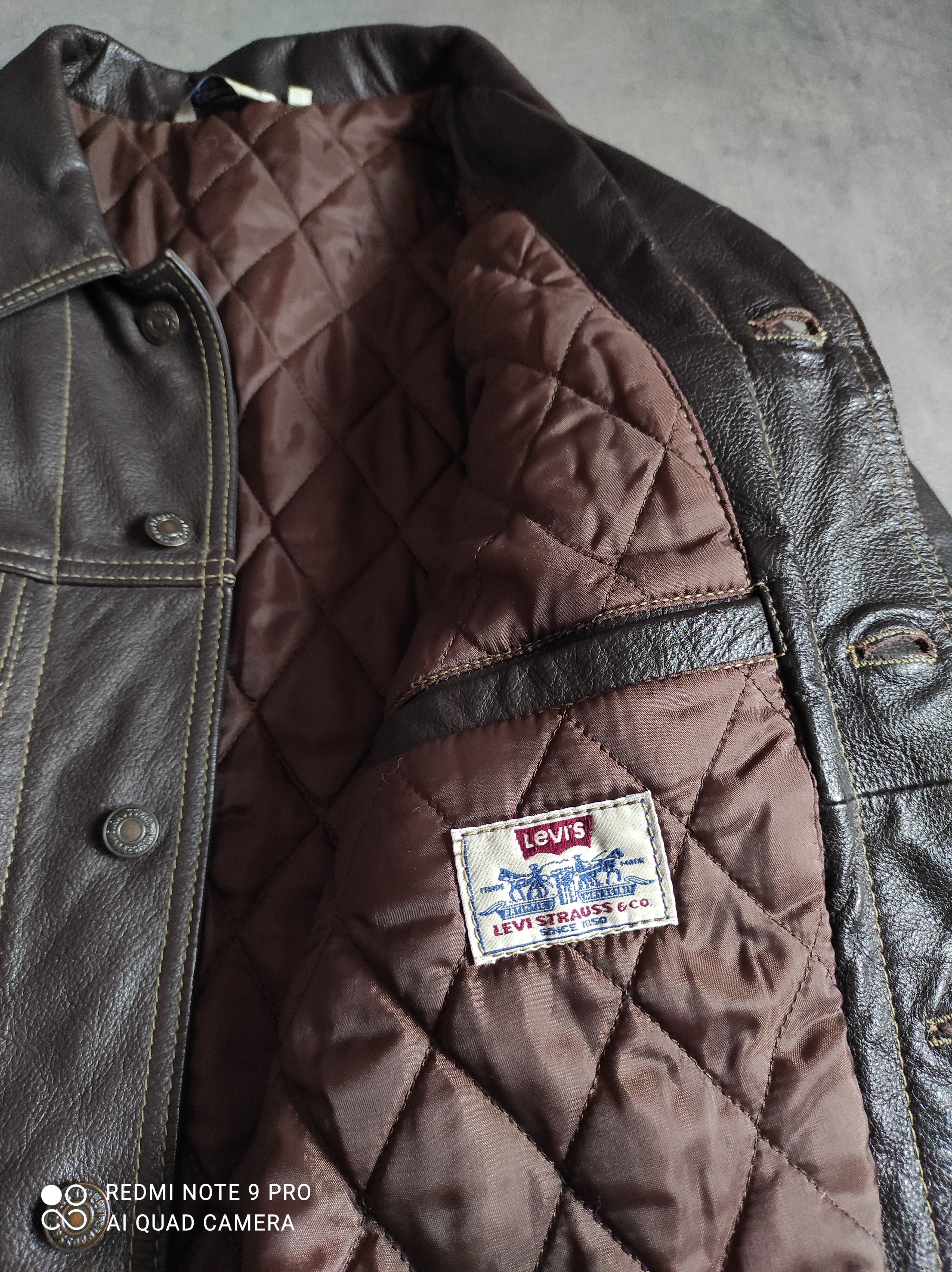 Levi's Vintage 80s Levi’s Leather Brown Trucker Jacket White Tab Size US M / EU 48-50 / 2 - 8 Thumbnail