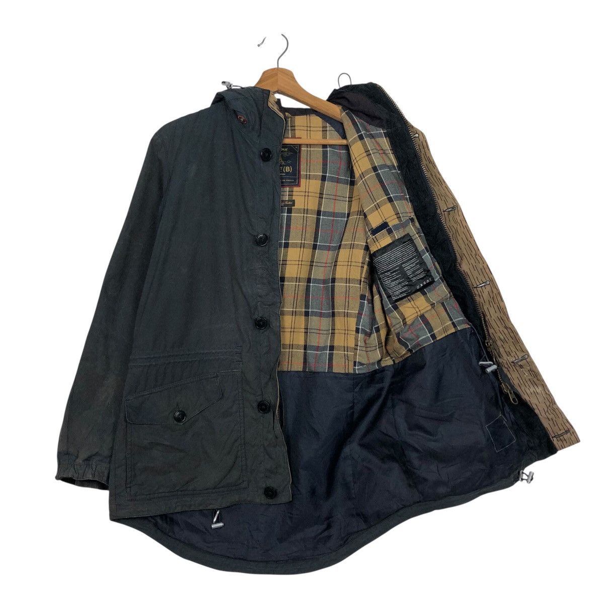 Barbour 📌Vintage Wax Jacket Barbour England Oilskin Blanket Tartan Size US M / EU 48-50 / 2 - 13 Thumbnail