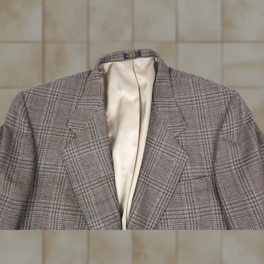 Stafford Stafford Blazer Jacket Mens 40 Wool Tweed Brown Single-Breasted 2-Button Notch Lapel Solid Vintage Style 80s 90s City Classic Size 40R - 1 Thumbnail