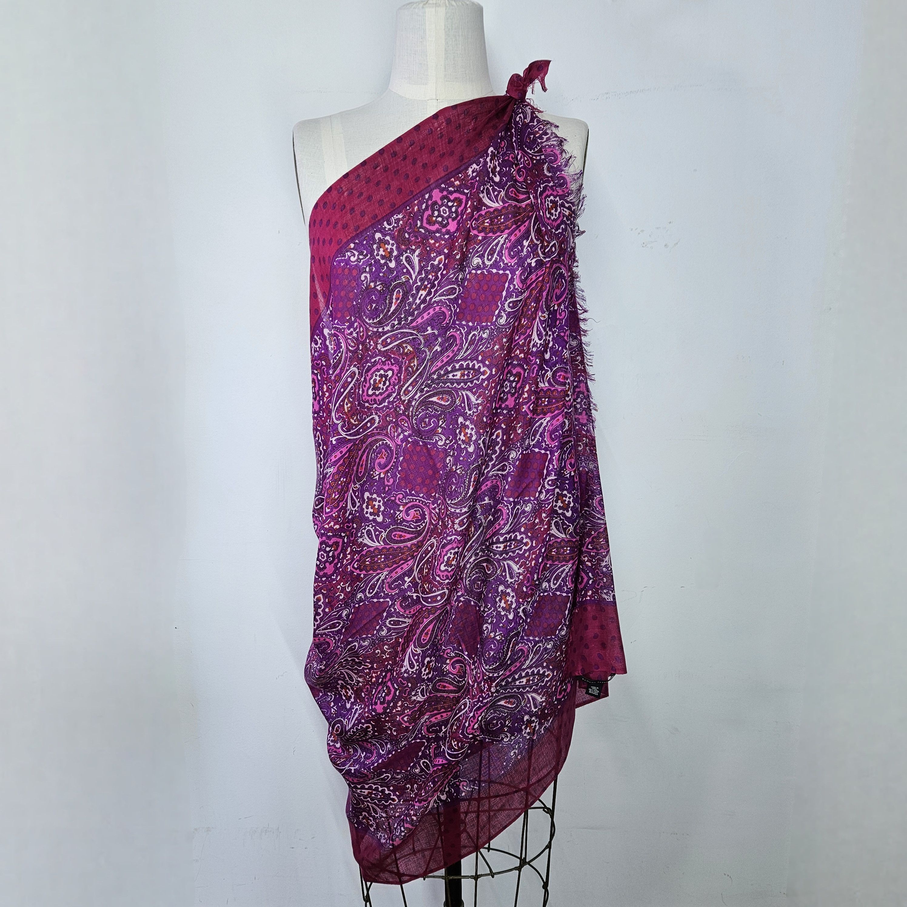 Banana Republic Banana Republic 60x37" Sarong Scarf Silk Wool Floral Paisley Size ONE SIZE - 7 Thumbnail