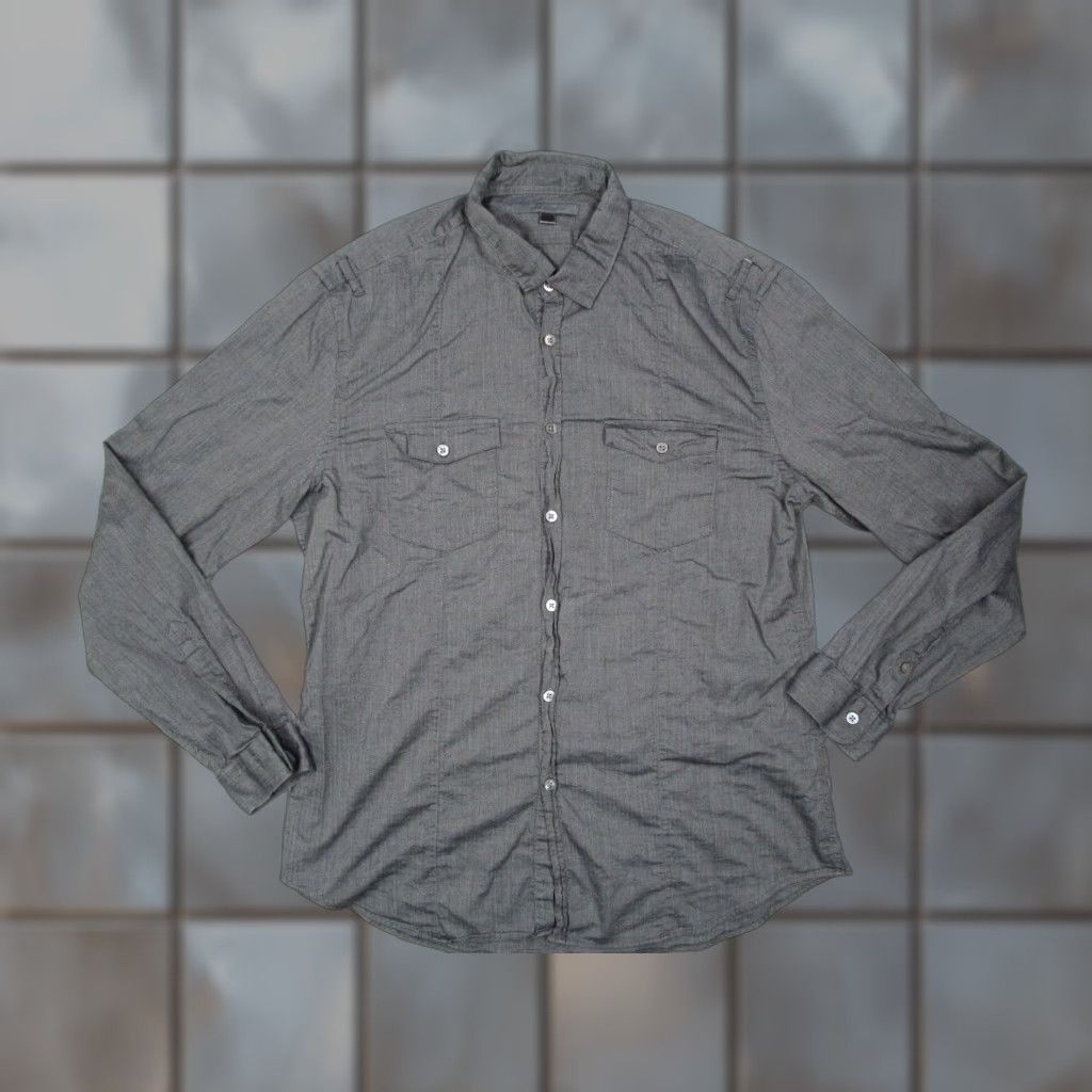 John Varvatos VINTAGE John Varvatos Shirt Mens Large Gray Herringbone Button Up Lightweight Pockets Size US L / EU 52-54 / 3 - 1 Thumbnail