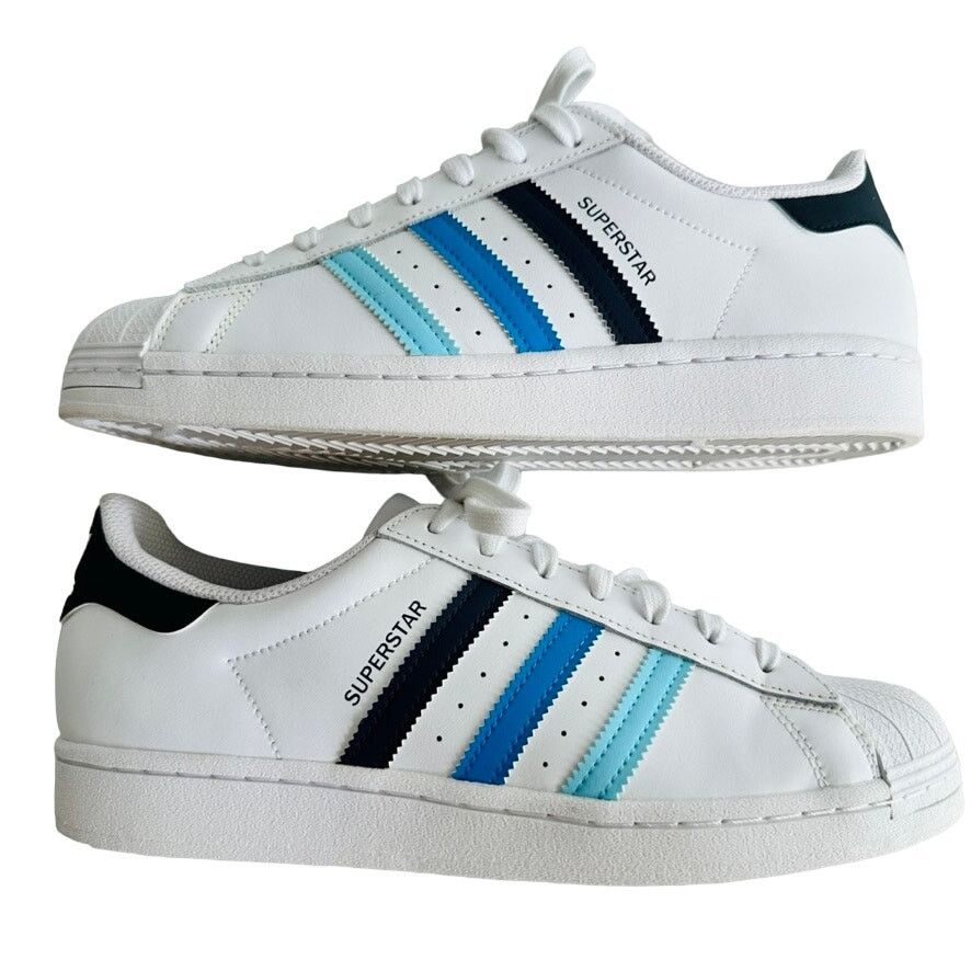 Adidas Adidas Superstar White Ombre Blue Stripe Men's Size 8.5 NEW Size US 8.5 / EU 41-42 - 6 Thumbnail