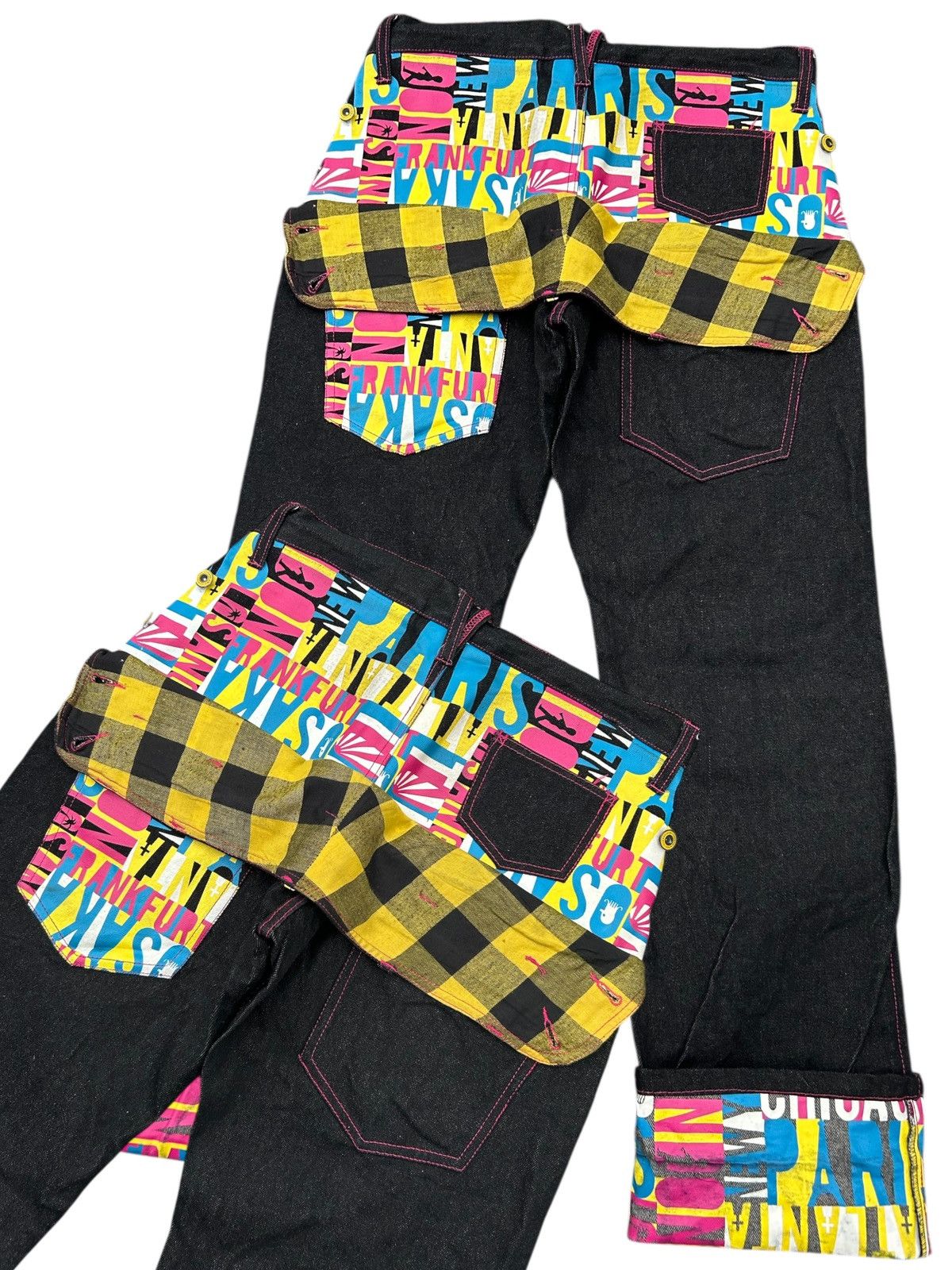 If Six Was Nine × Japanese Brand × Kapital Double Waist Japanese Punk Bondage Denim Jeans Size US 33 - 1 Thumbnail