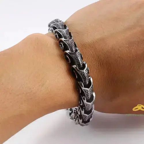 Jewelry 21Cm 316L Retro Stainless Steel Bracelet in Silver, Men's
