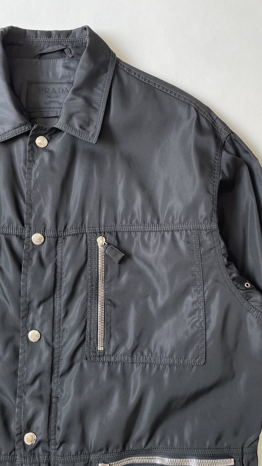 Prada Mid 90s Black Nylon Utility Jacket Size US XL / EU 56 / 4 - 4 Thumbnail
