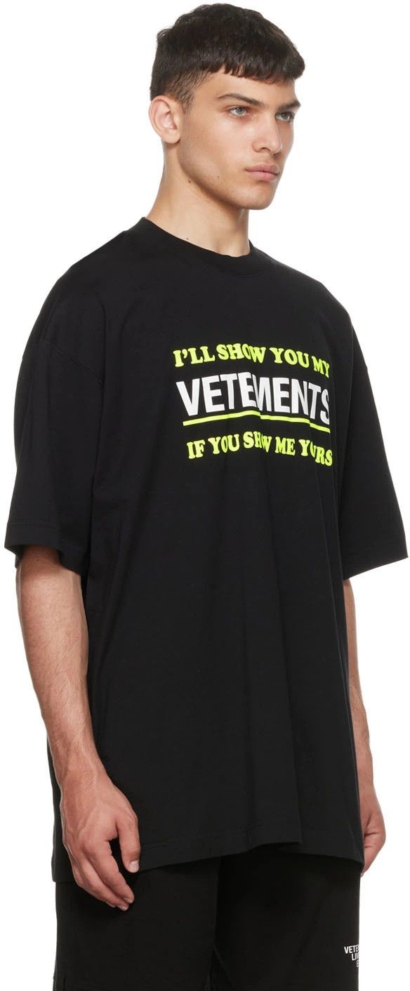 Vetements Black "Show You My Vetements" Logo Oversized T-Shirt Size US S / EU 44-46 / 1 - 2 Thumbnail