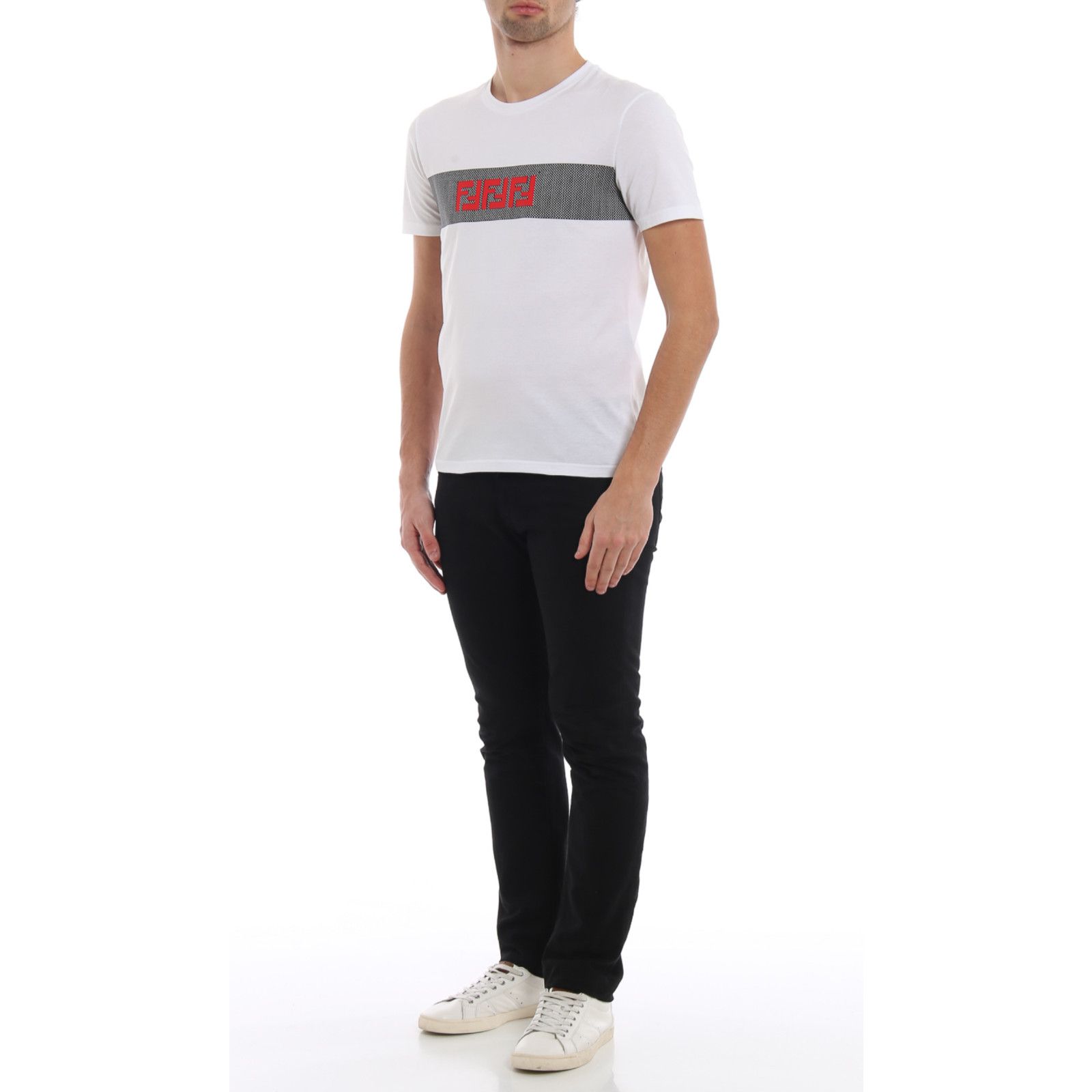 Fendi Fendi White Black Mesh Short Sleeve Cotton T-Shirt Medium M Size US M / EU 48-50 / 2 - 5 Thumbnail