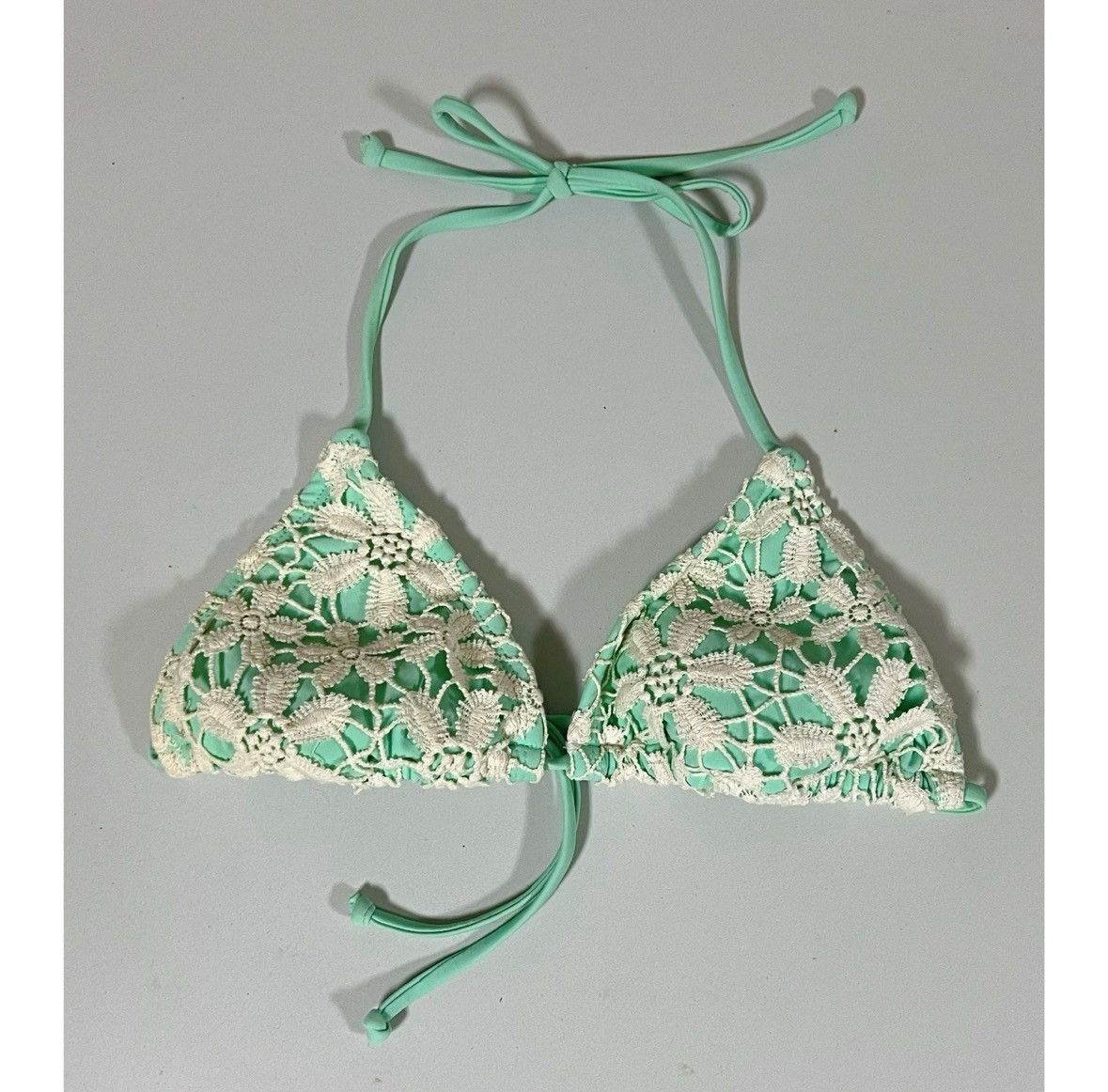 Japanese Brand × Vintage Mint Crochet Lace Bikini Top Swimwear Bathing Suit Size S ✨ Size S / US 4 / IT 40 - 2 Thumbnail