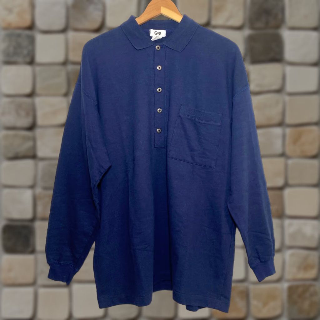 Gap VINTAGE Gap Polo Shirt Long Sleeve Men’s Navy Sz M Relaxed Fit Shirt Size US M / EU 48-50 / 2 - 1 Thumbnail