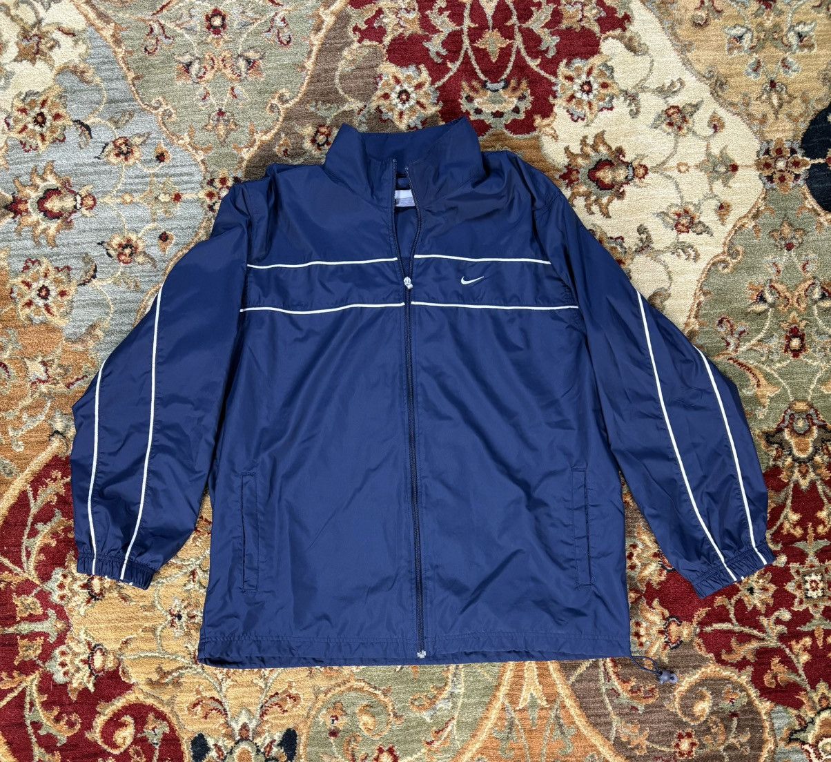 Nike × Vintage Y2K 2000 Navy Nike Windbreaker ZipUp Jacket Size US XL / EU 56 / 4 - 1 Thumbnail