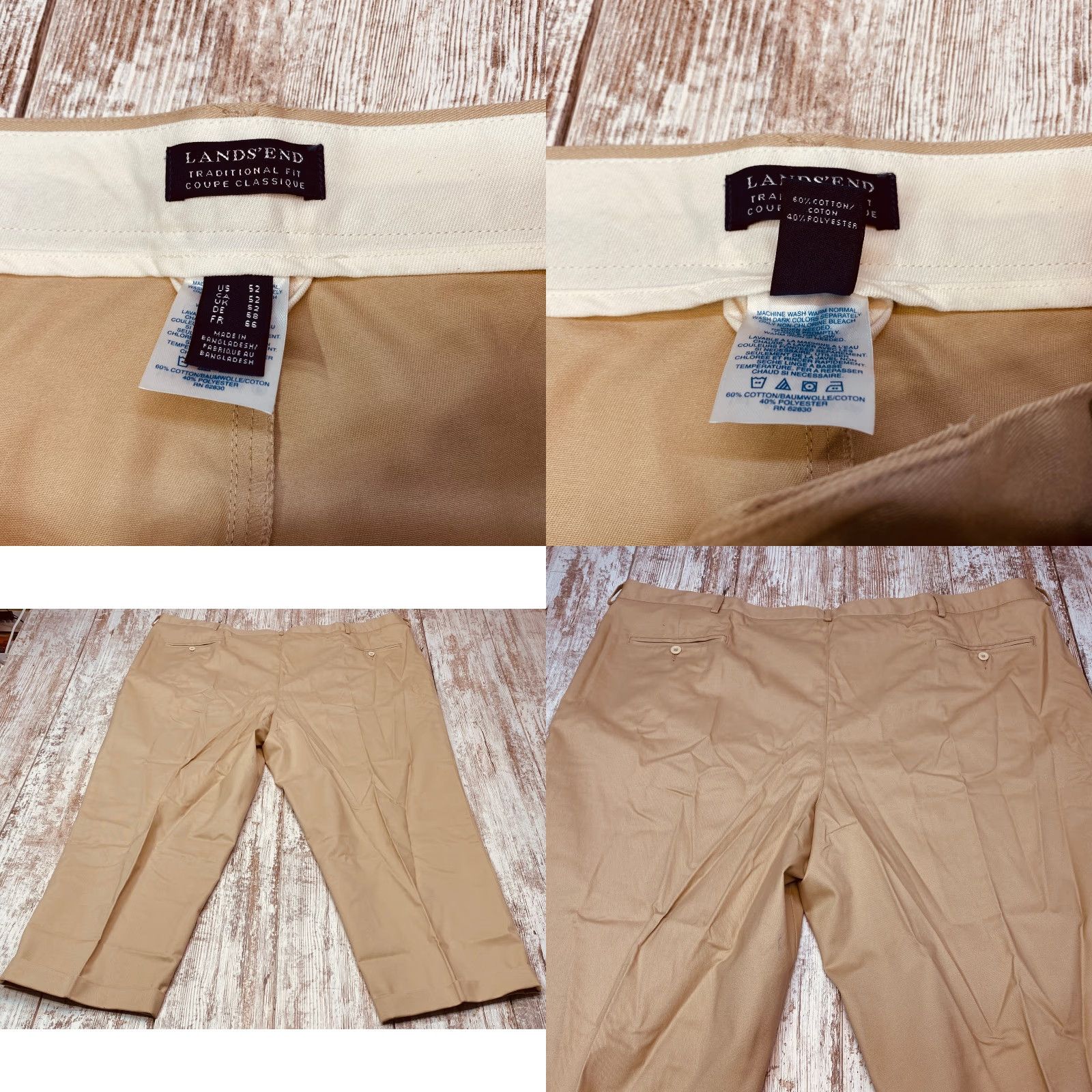 Lands' End NWT Lands' End Chino Pants Men's 52x29 Beige Khaki Pleated 100% Cotton 7550 Size US 36 / EU 52 - 8 Thumbnail