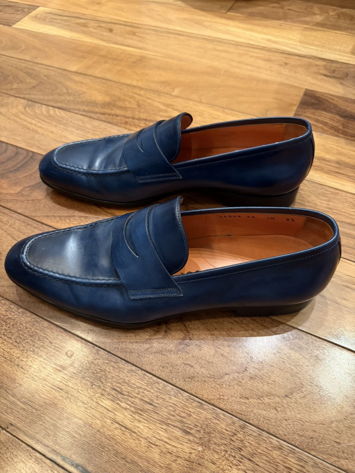 Santoni Santoni Men's Blue Leather Carlo Penny Loafer Size US 9.5 / EU 42-43 - 4 Thumbnail