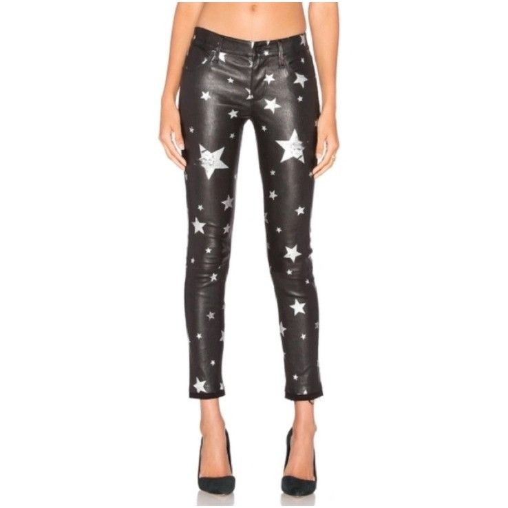 Rta RtA Prince Lambskin Leather Pants Star Print Skinny Stretch Size 24" / US 00 / IT 34 - 2 Thumbnail