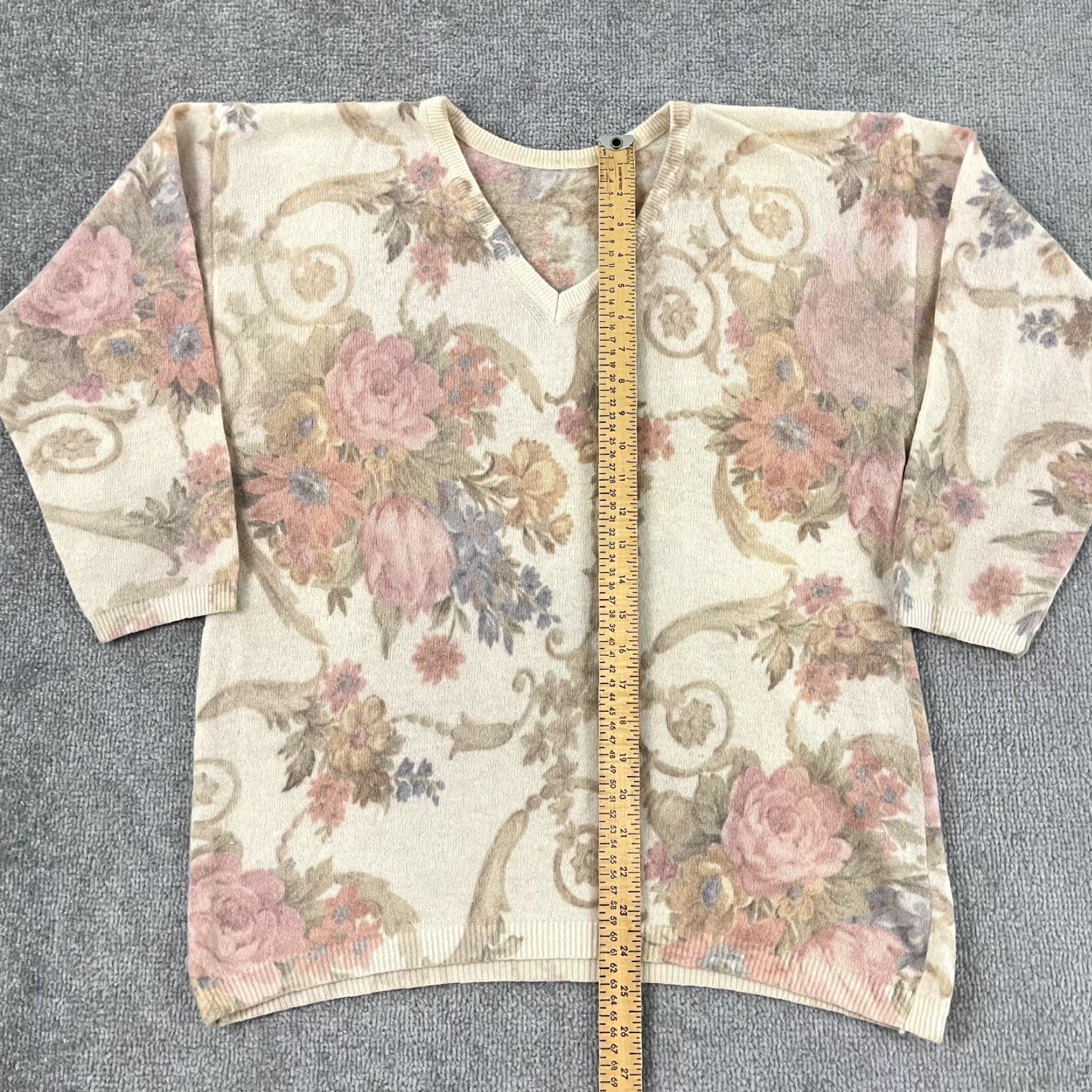 Express VINTAGE EXPRESS Sweater Women's Small Floral Knit Angora Wool Rabbit Hair Fall Winter Classic Size S / US 4 / IT 40 - 3 Thumbnail