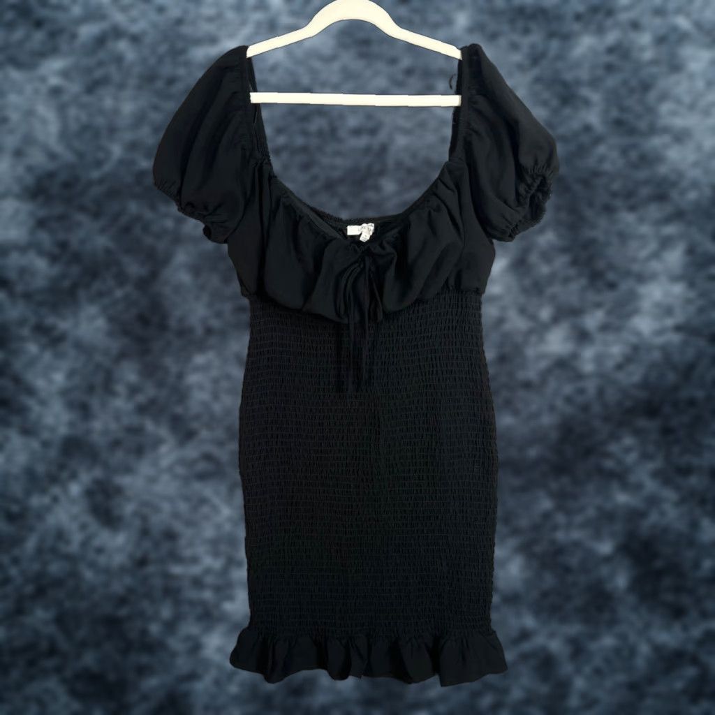 Vintage Love Tree Dress Womens Small Black Puff Sleeve Smocked Bodycon Dress Size S / US 4 / IT 40 - 1 Thumbnail