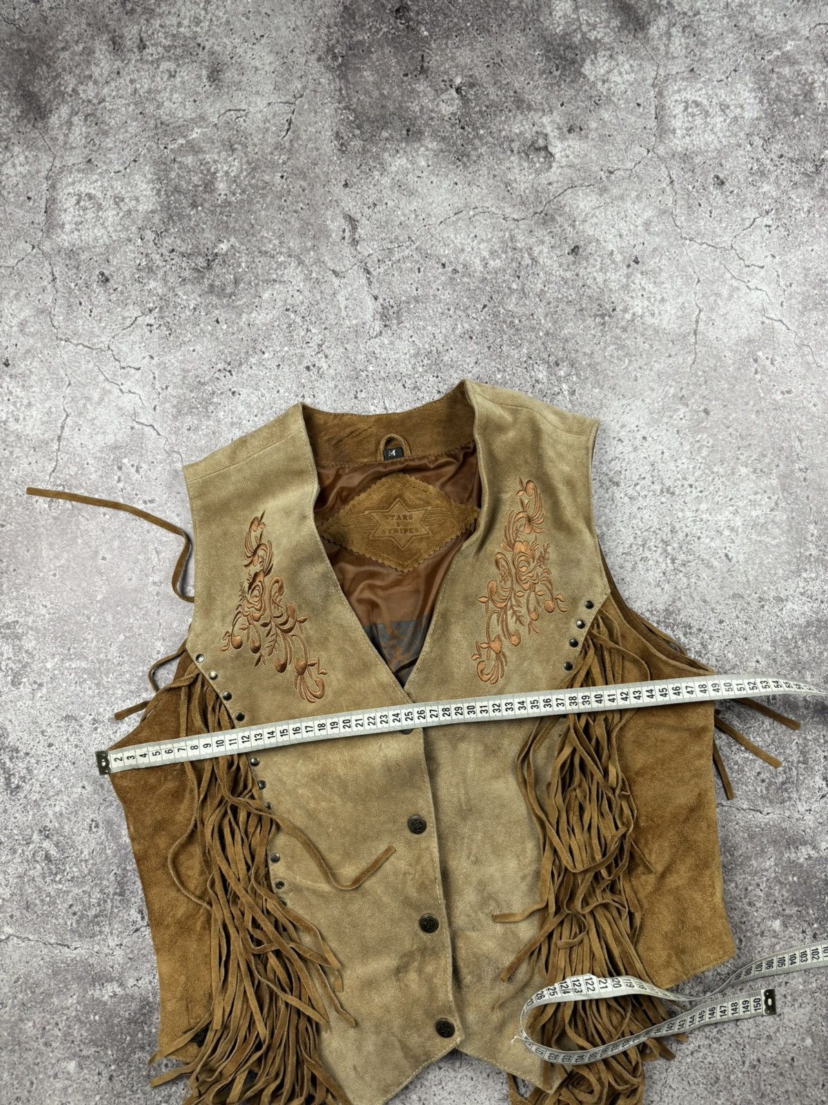 Cowboy Equipment Stars & Stripes 00s vintage real leather suede western vest Size M / US 6-8 / IT 42-44 - 13 Thumbnail