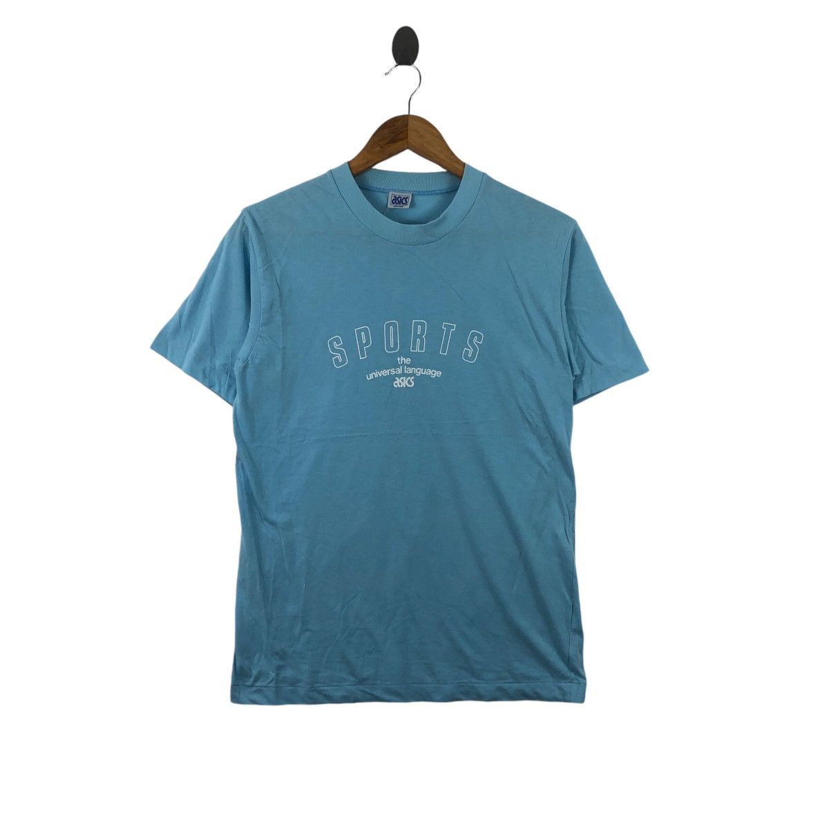 Vintage ASICS JAPAN SPORTS Universal Language Tee Shirt Top