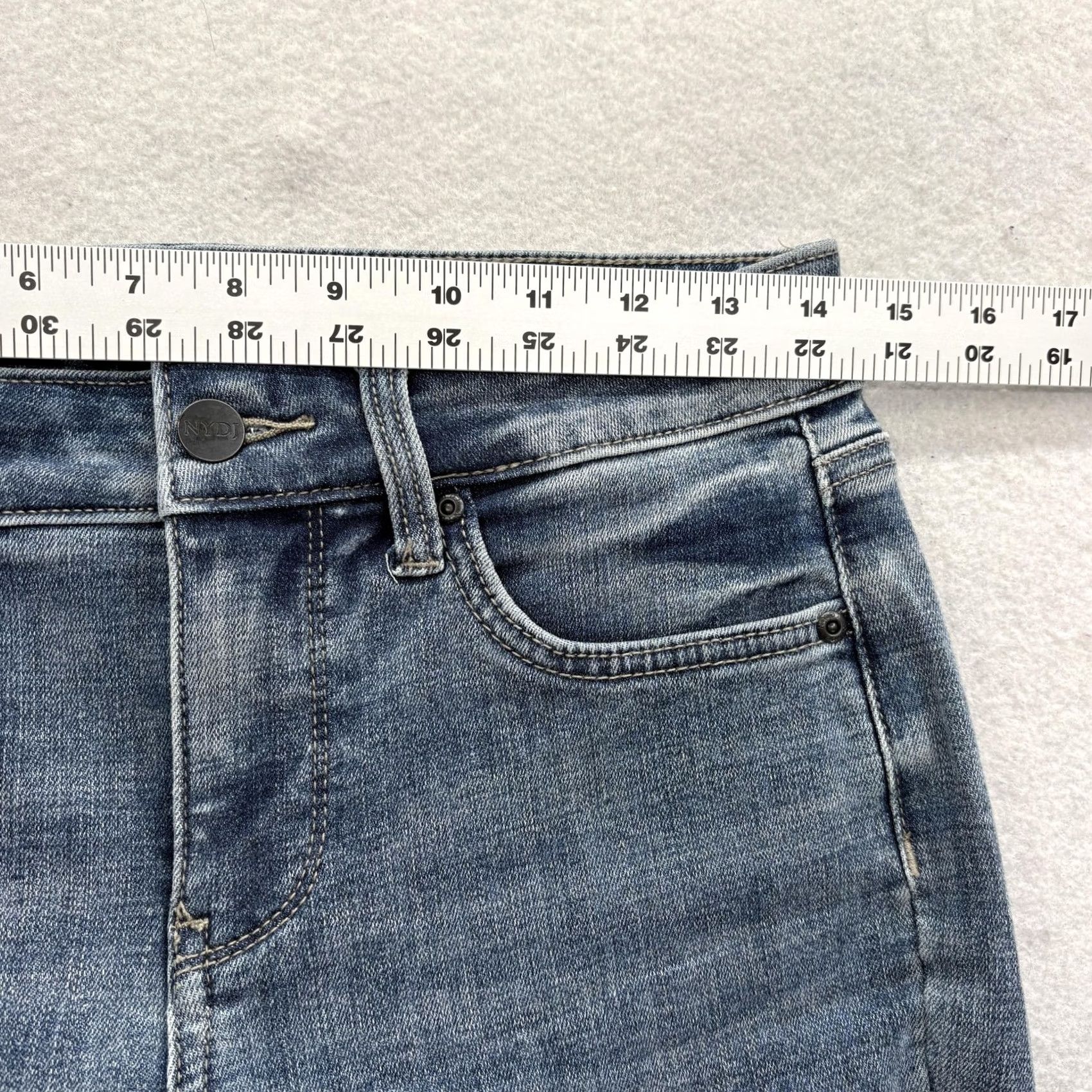 NYDJ NYDJ Marilyn Straight Jeans Womens Blue Size 2 Mid Rise Stretch Shaping Crop Raw Hem Size 26" / US 2 / IT 38 - 6 Thumbnail