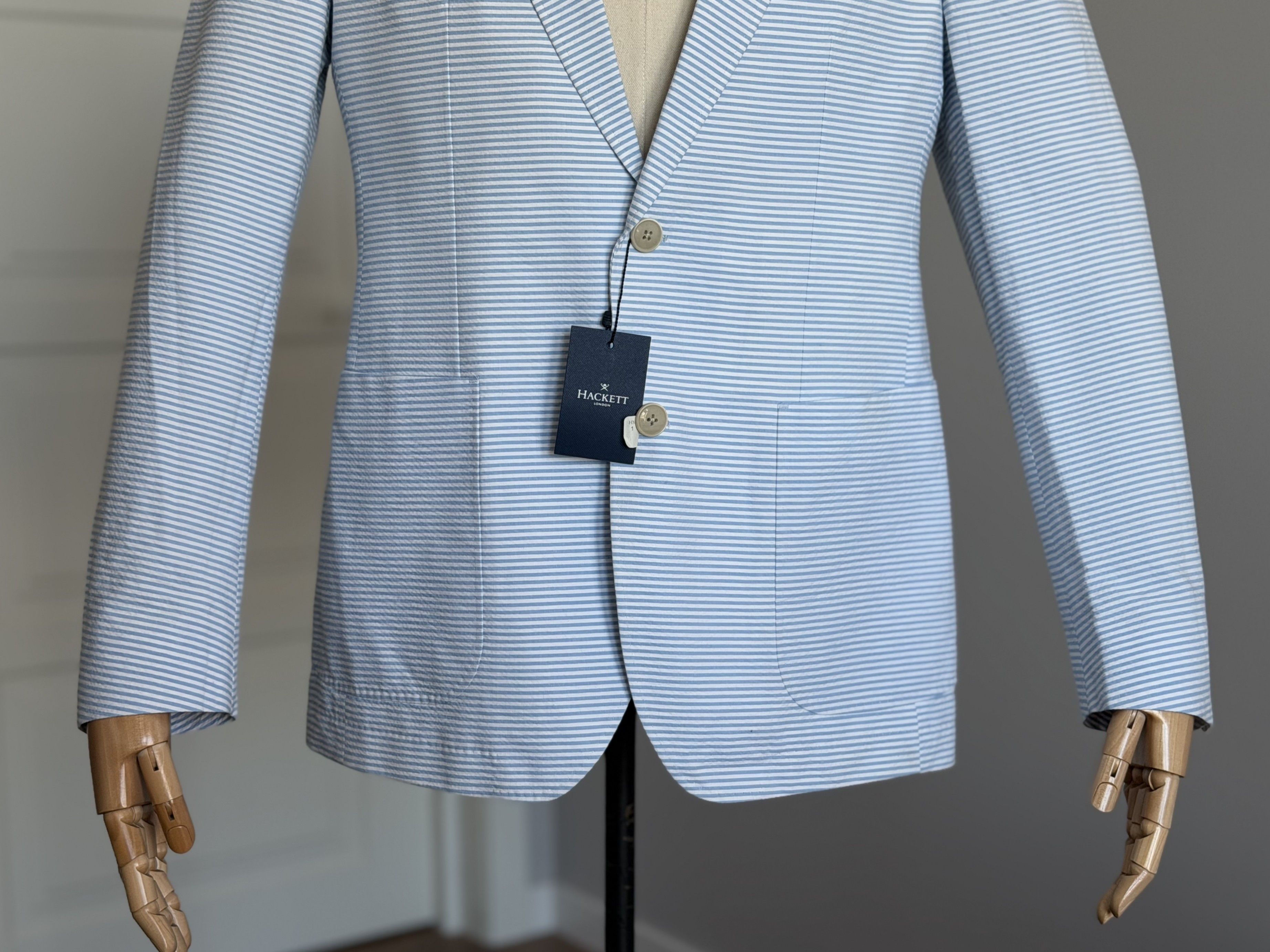 Hackett HACKETT London Horizontal Seersucker Men's Blazer Jacket Size 50R - 25 Thumbnail
