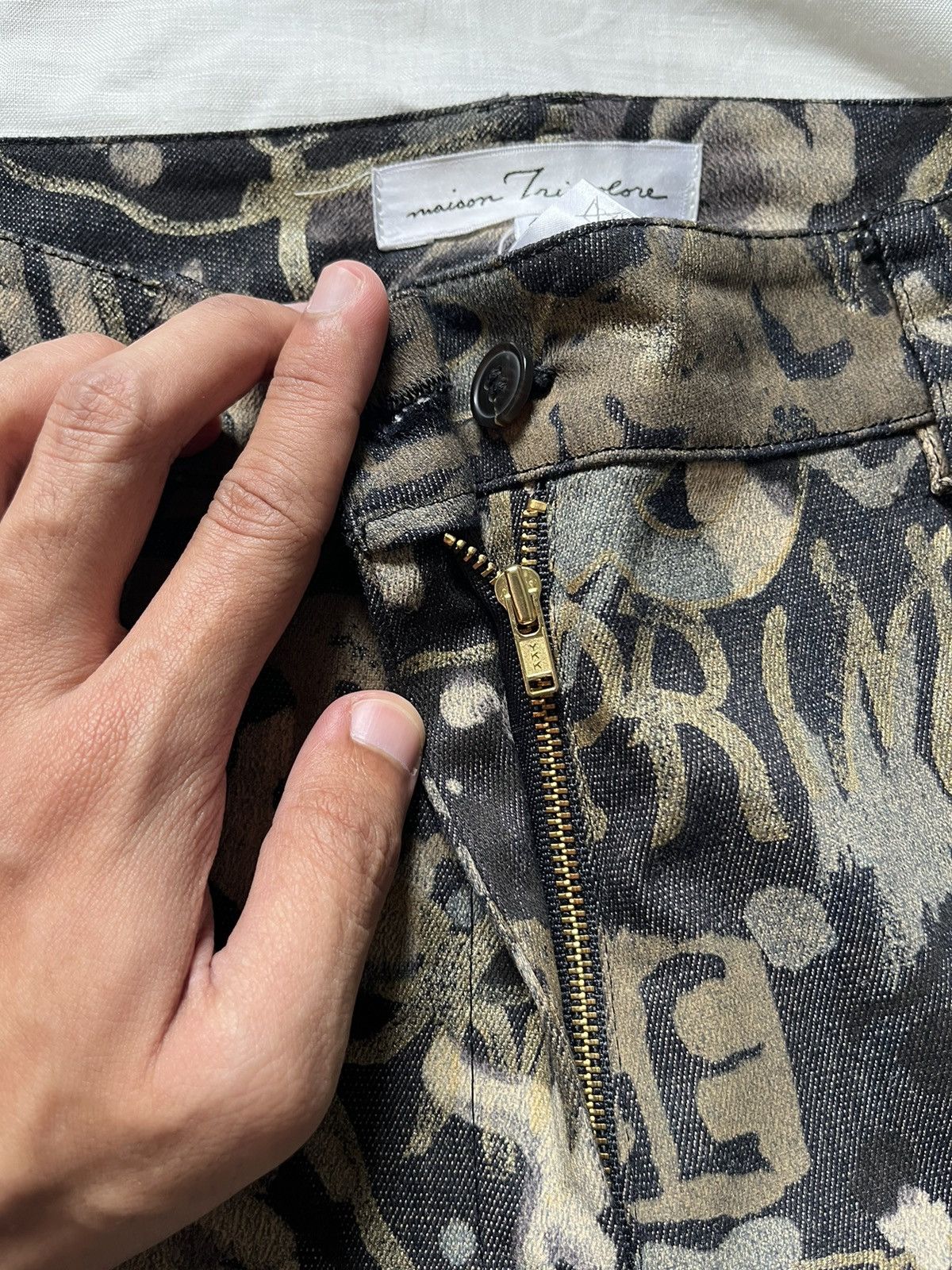 If Six Was Nine Maison Tricolore Camo Gravity Wording Pants Size US 28 / EU 44 - 8 Thumbnail