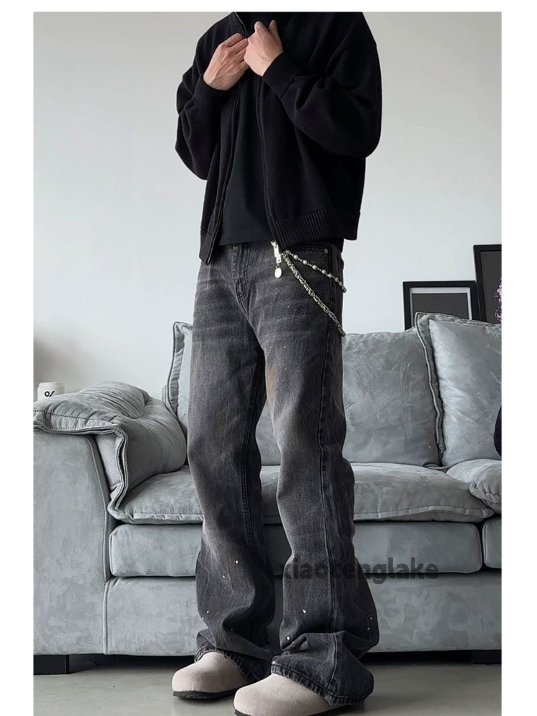 Jean × Vintage washed faded loose punk grunge bootcut paint jeans Size US 30 / EU 46 - 2 Thumbnail