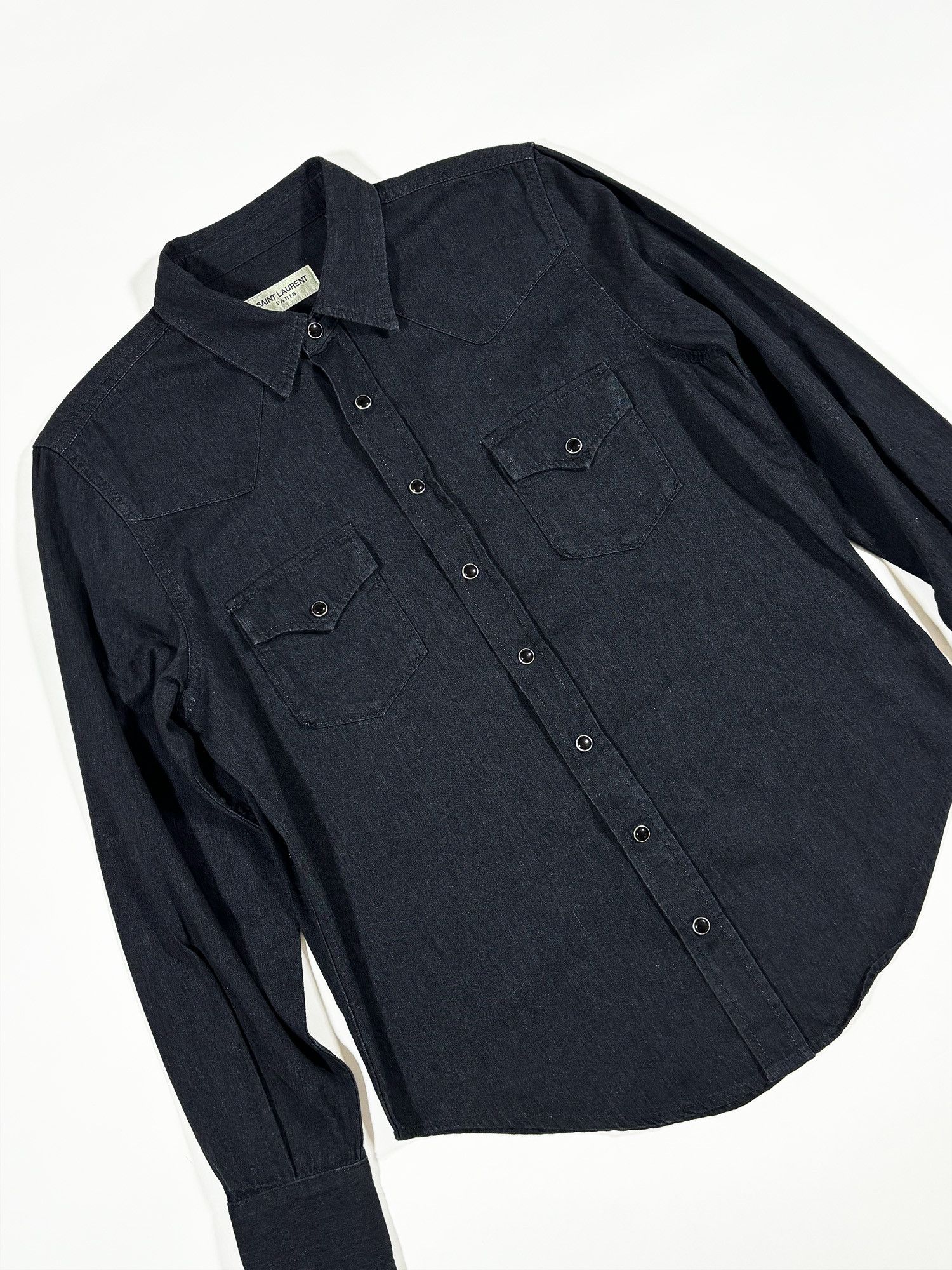Saint Laurent Paris Saint Laurent Classic Western Shirt Black Rinse Denim Size US M / EU 48-50 / 2 - 3 Thumbnail