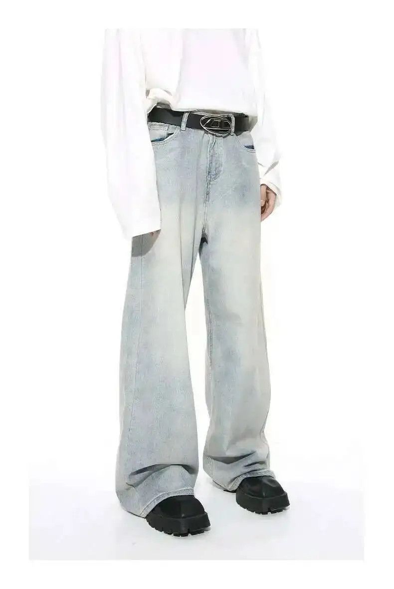 Japanese Brand Light Blue Wide Leg Washed Baggy Denim Jeans Size US 30 / EU 46 - 1 Thumbnail