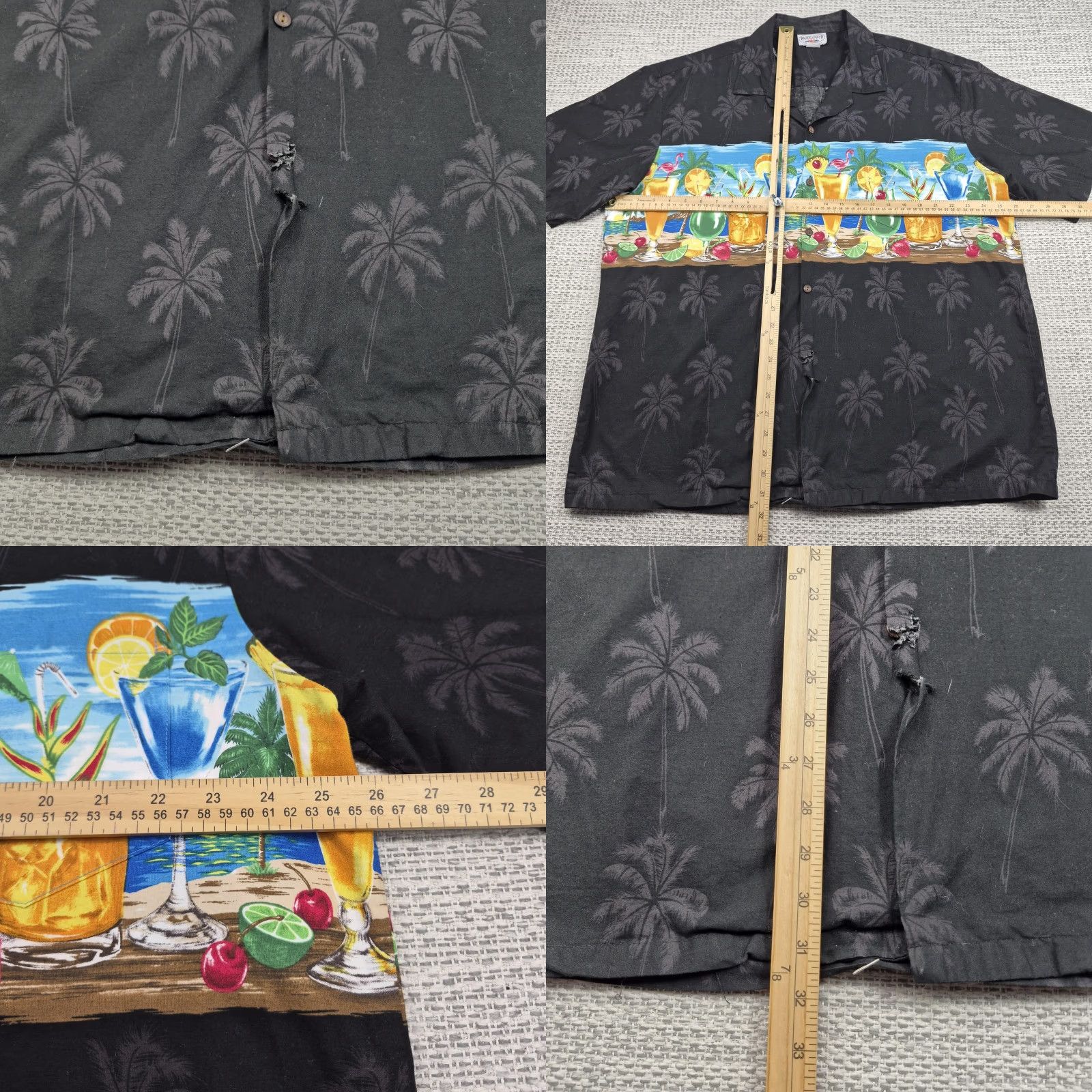 Vintage VINTAGE Pacific Legend Apparel Shirt Mens 2XL Black Hawaiian Cocktail Aloha Tropical Graphic Print Short Sleeve Button-Up Beach Mens Size US XXL / EU 58 / 5 - 8 Thumbnail