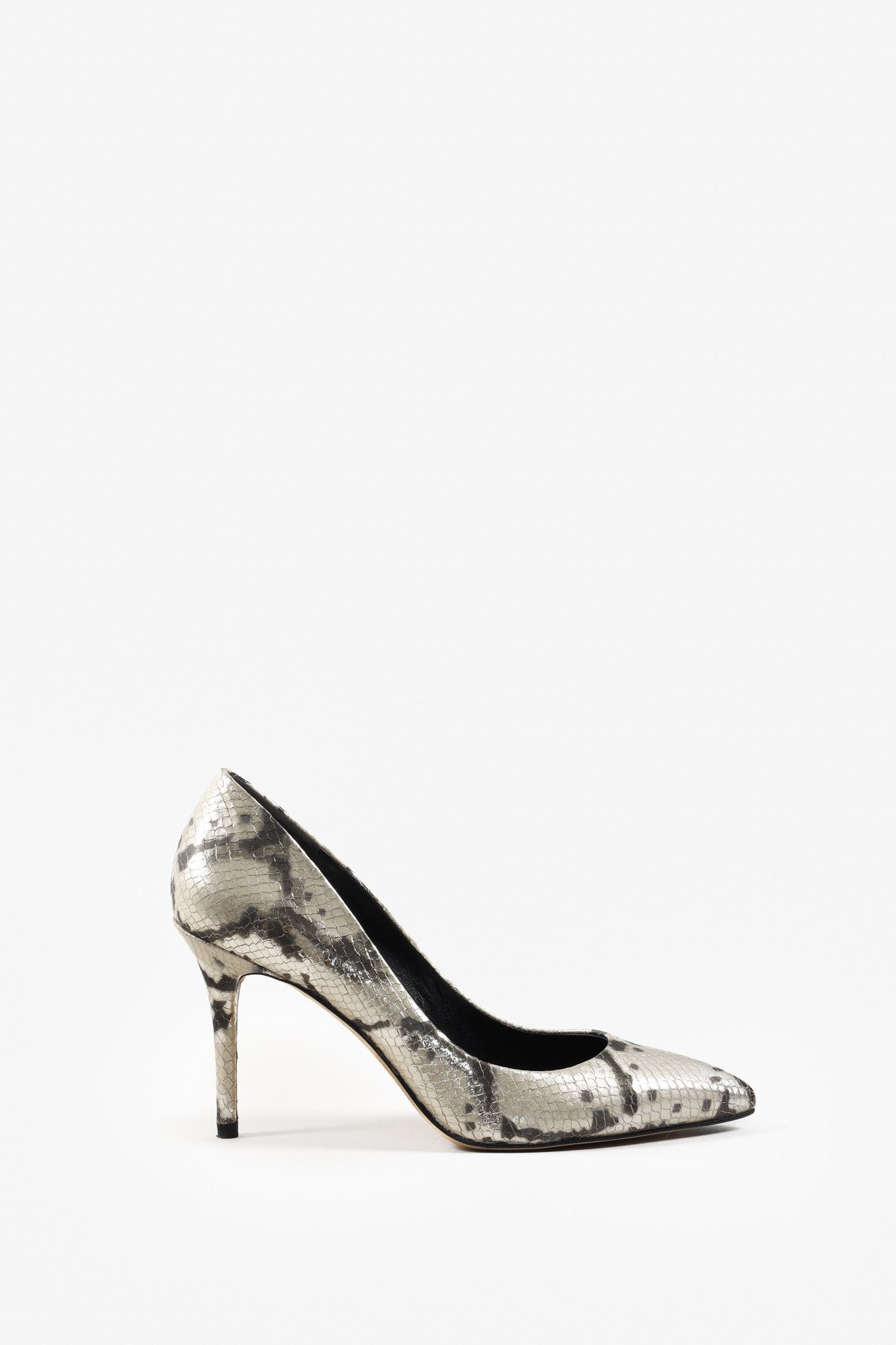 Brian Atwood Gold Snakeskin Pumps