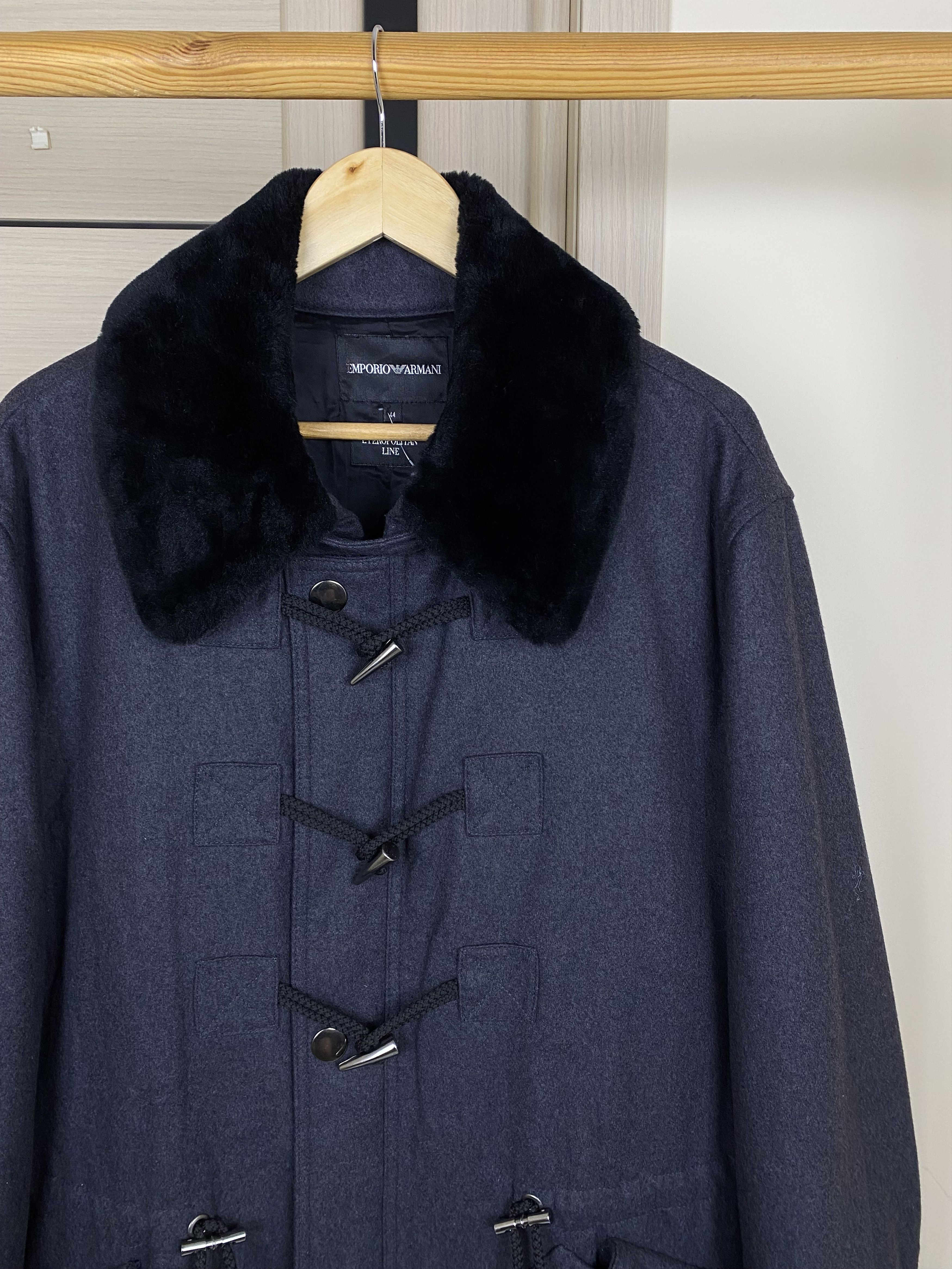 Emporio Armani Vintage Emporio Armani wool Eco Fur duffle coat zip jacket Size US XL / EU 56 / 4 - 3 Thumbnail