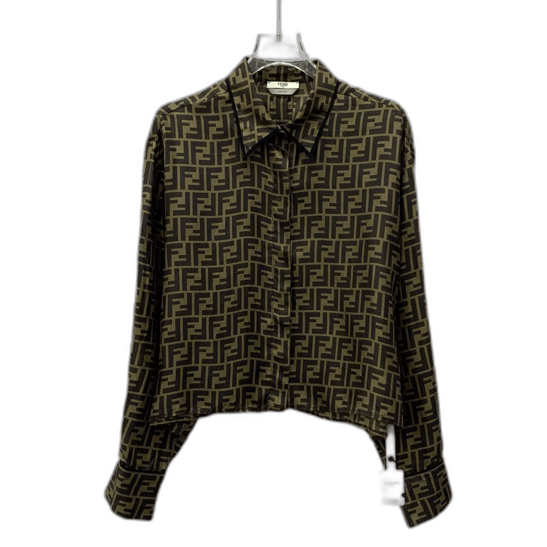 Fendi Fendi Brown Logo Silk Long Sleeve Shirt Size US M / EU 48-50 / 2 - 1 Thumbnail