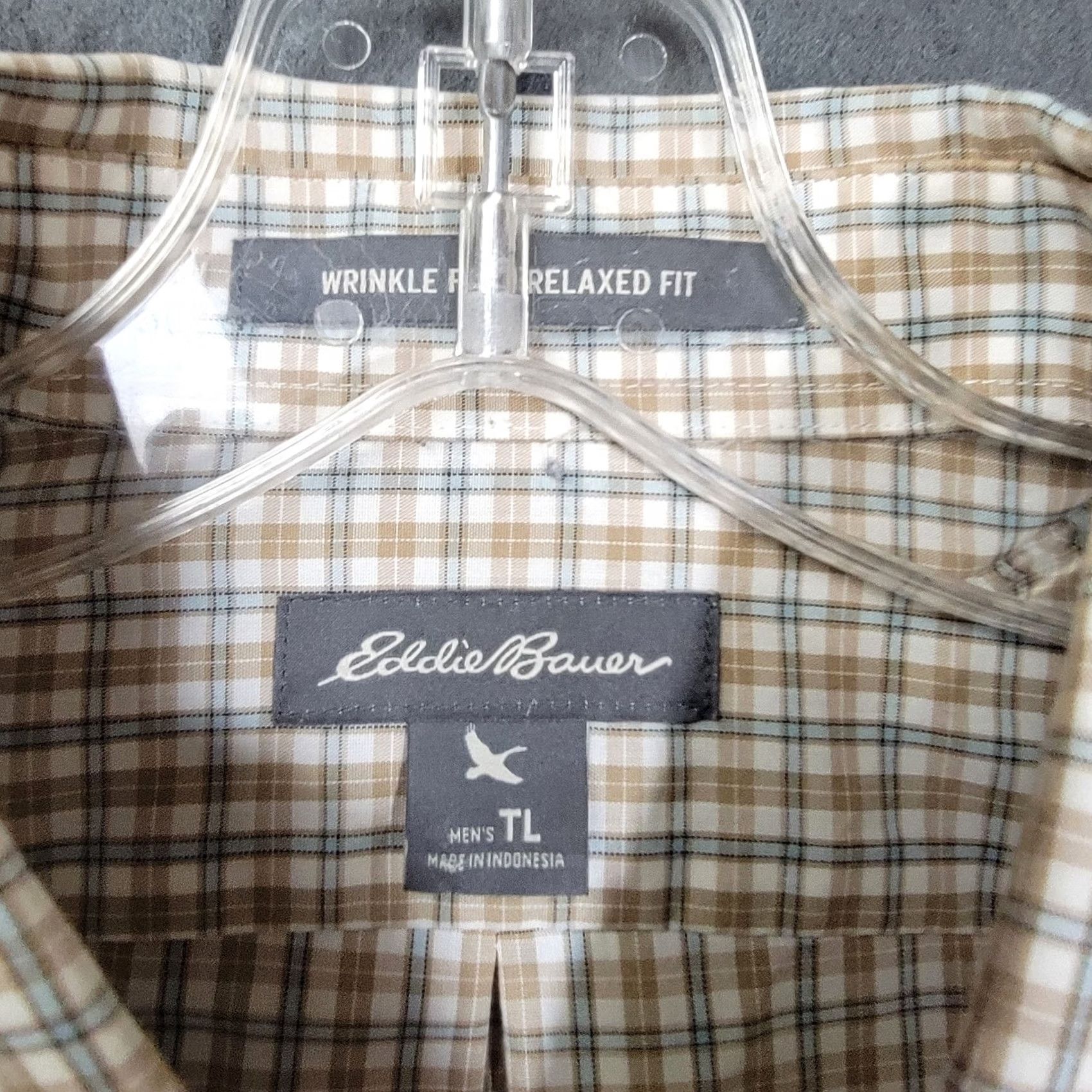 Eddie Bauer Eddie Bauer Wrinkle Free Relaxed Fit Button Down Shirt Plaid Men’s LT Shirt Mens LT Beige Cotton Button-Up Collared Long Sleeve 52 in Big & Tall Men Size US L / EU 52-54 / 3 - 2 Thumbnail