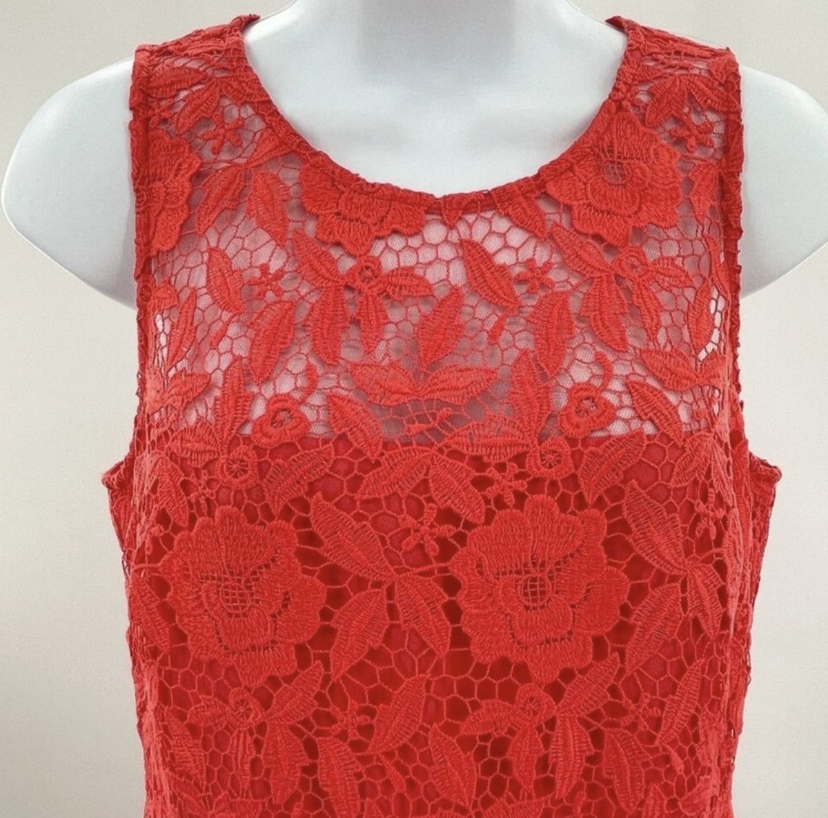 Free People Free People Floral Lace Sleeveless Mini Sheath Dress Red Size M / US 6-8 / IT 42-44 - 2 Thumbnail