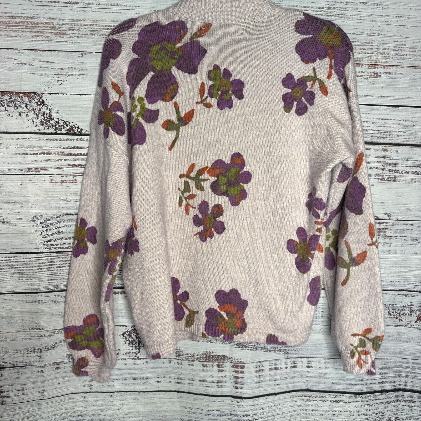 Loft LOFT Floral Print Sweater Purple Lilac Crew Neck Pullover M Size M / US 6-8 / IT 42-44 - 5 Thumbnail