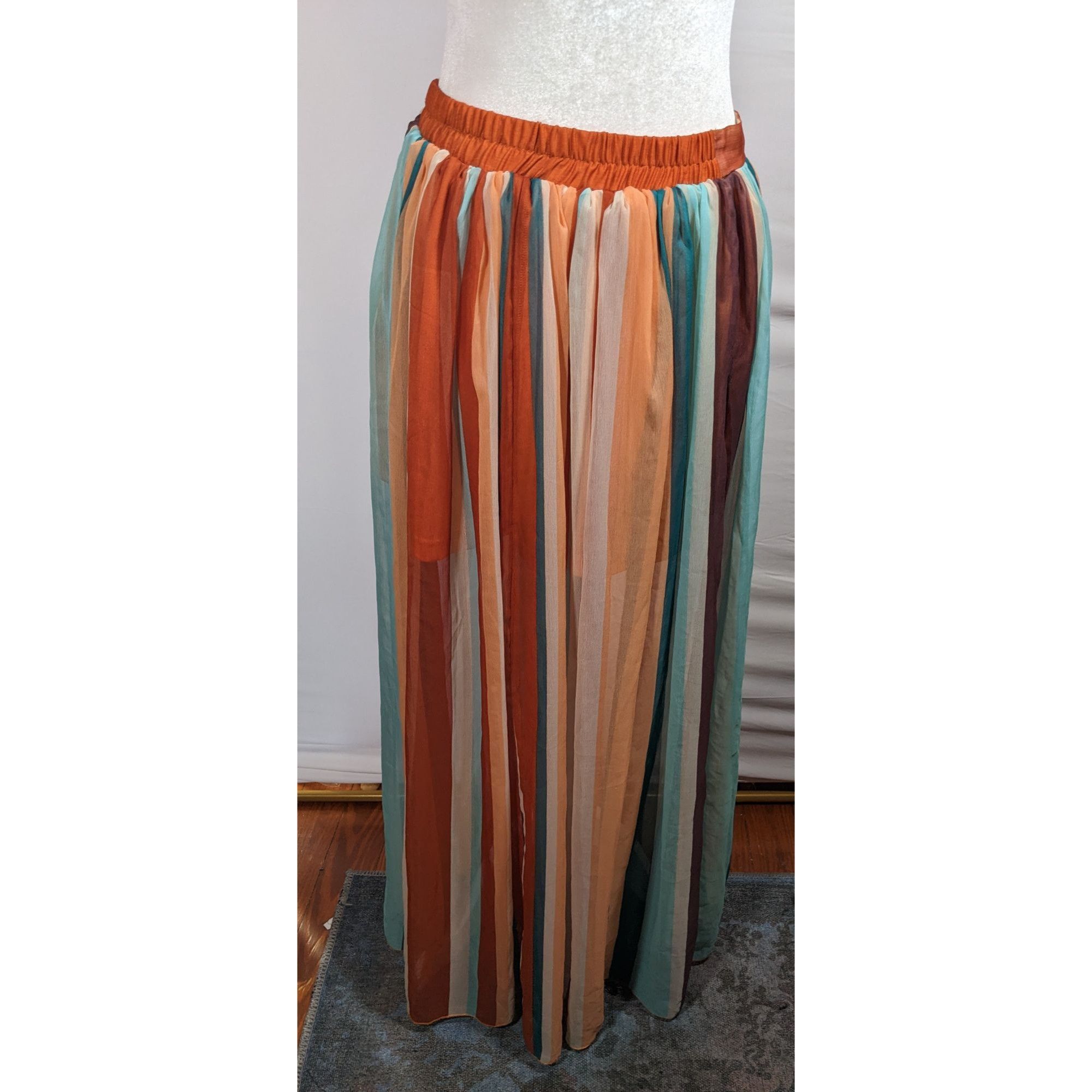 Other Vintage Spoon Jeans Striped Retro Sunset Maxi Skirt Size 31" - 10 Thumbnail