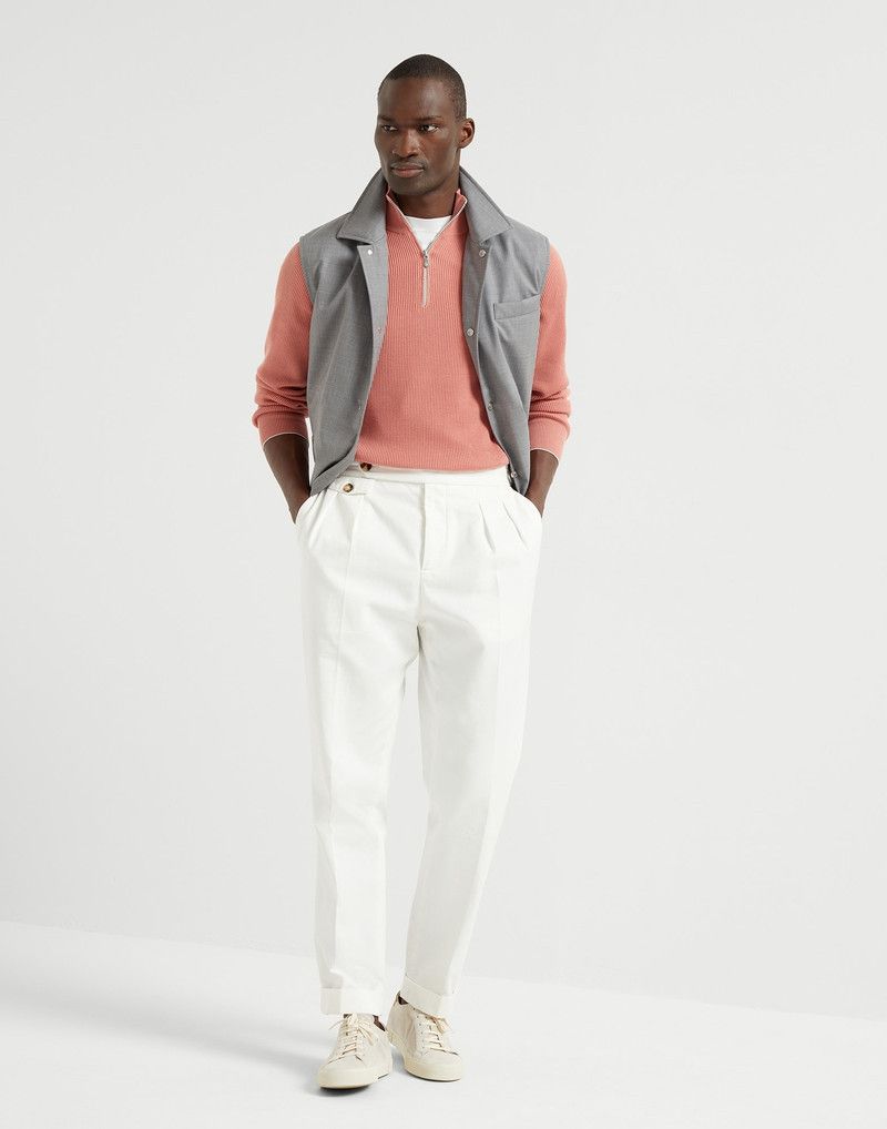 Brunello Cucinelli o1la1rc1a0326 English Rib Half-Zip Sweater in Pink Size US S / EU 44-46 / 1 - 5 Thumbnail