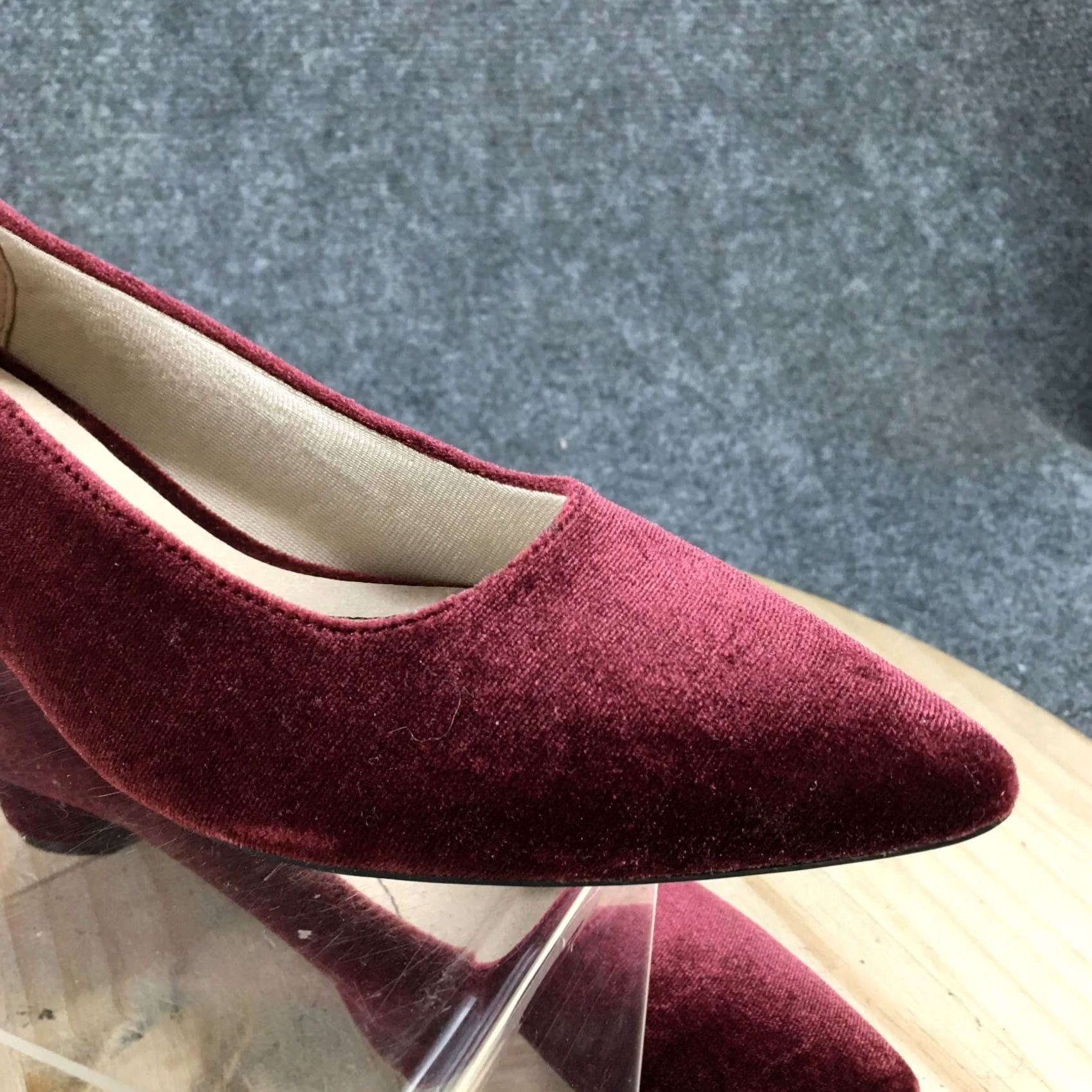 Vintage Life Stride Heels Pumps Minx Red Slip On Womens 8 M Classic Pointed Comfort Block Heel Size US 8 / IT 38 - 5 Thumbnail