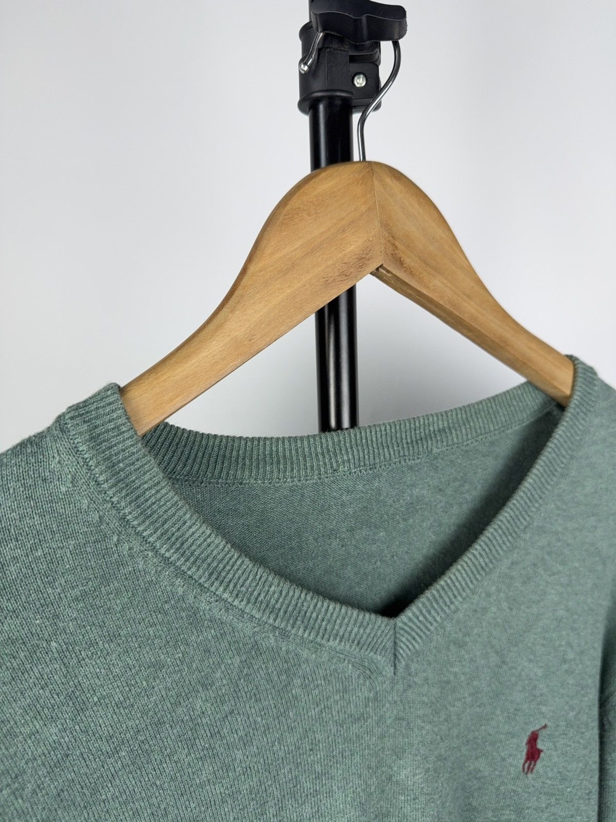 Polo Ralph Lauren Vintage 90s Polo Ralph Lauren Green V-Neck Knit Sweater L Size US L / EU 52-54 / 3 - 2 Thumbnail
