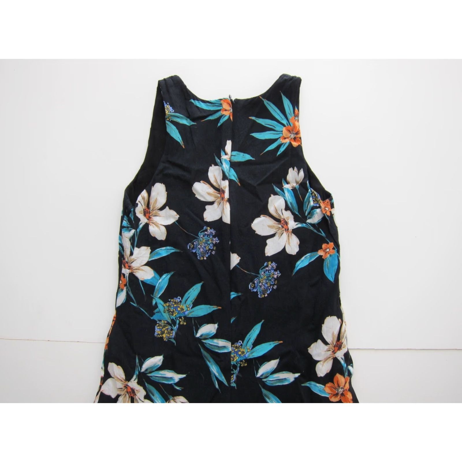 Vintage Karen Kane 100% Rayon Midi Sun Dress V-Neck Tank Tunic Sleeveless Small Black Blue Orange Women's Dress Size S / US 4 / IT 40 - 6 Thumbnail